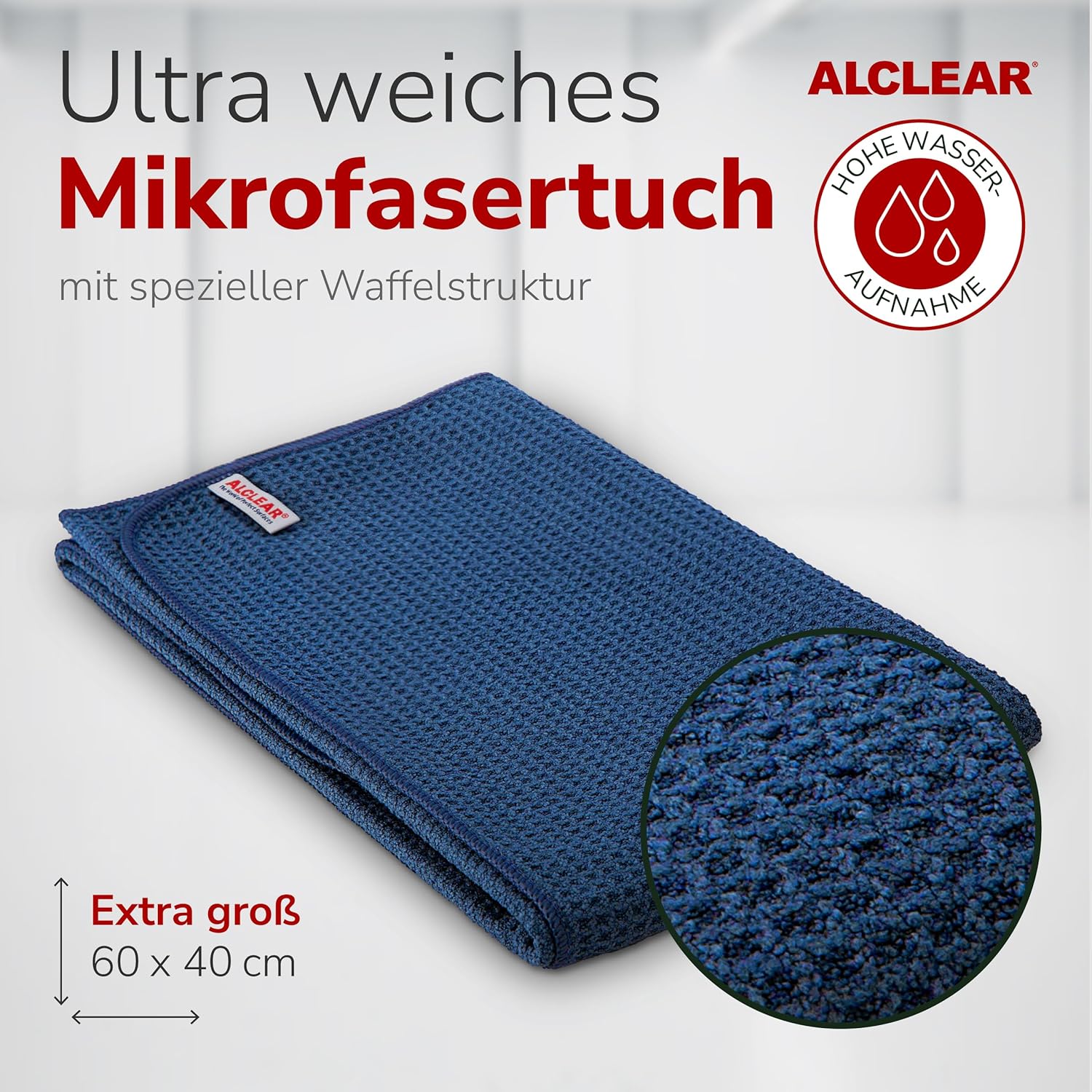 Thumbnail 1 de ALCLEAR 820002 Mikrofasertuch Set Fenster – 2-teilig (Fenstuch 60x45 cm, Trockentuch 60x40 cm) für streifenfreie Reinigung