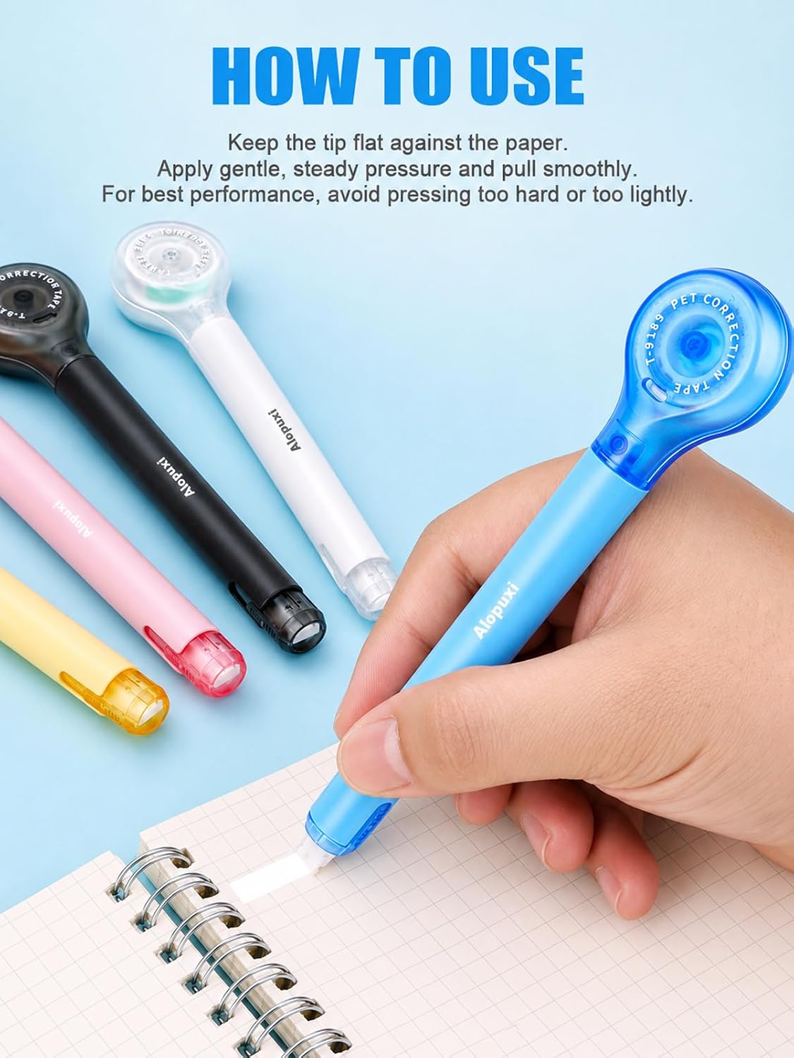 Detalle 2 de Alopuxi LPS-T9189 Correction Tape Pens, 5-Pack, 5 mm x 6 m