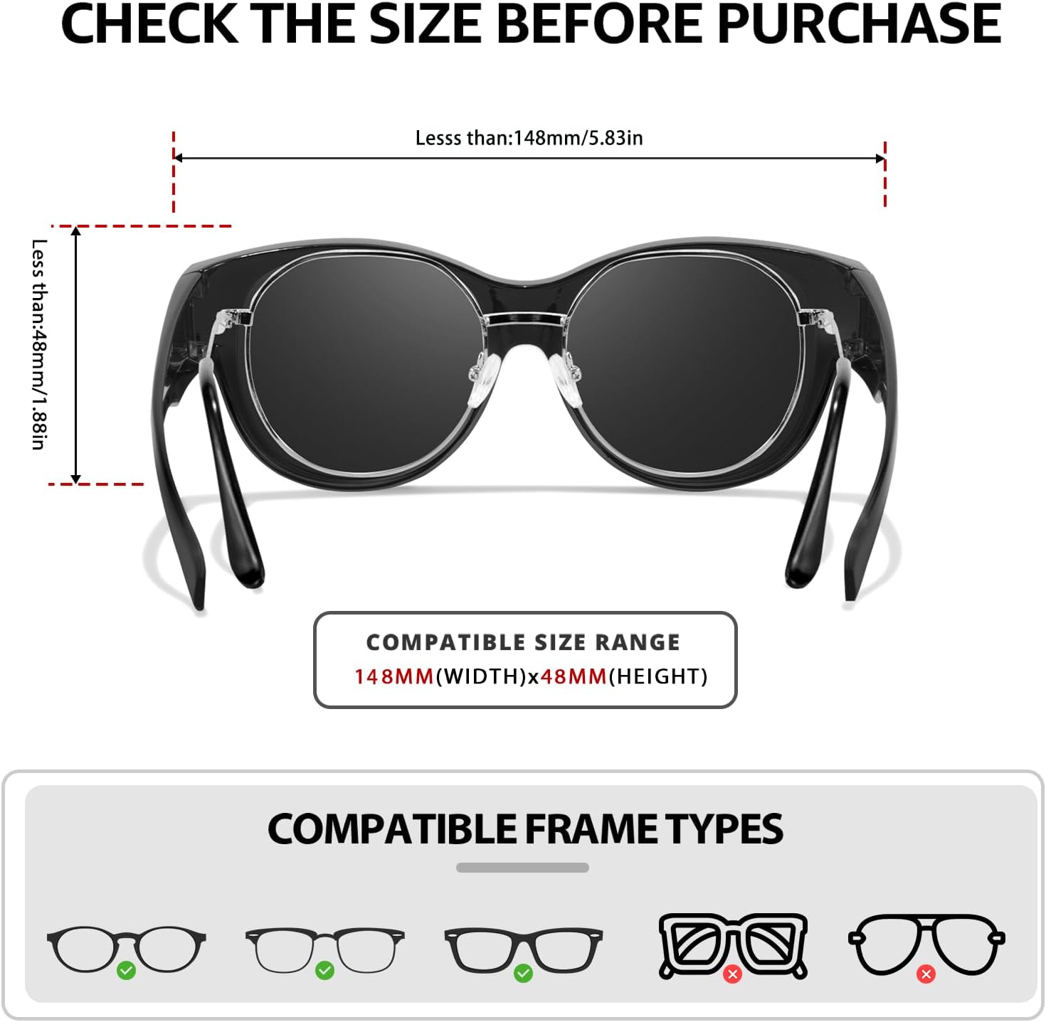Thumbnail 2 de Myiaur 2 Pack Over Glasses Sunglasses for Women – Polarised, UV400 Protection, Fit Over Design