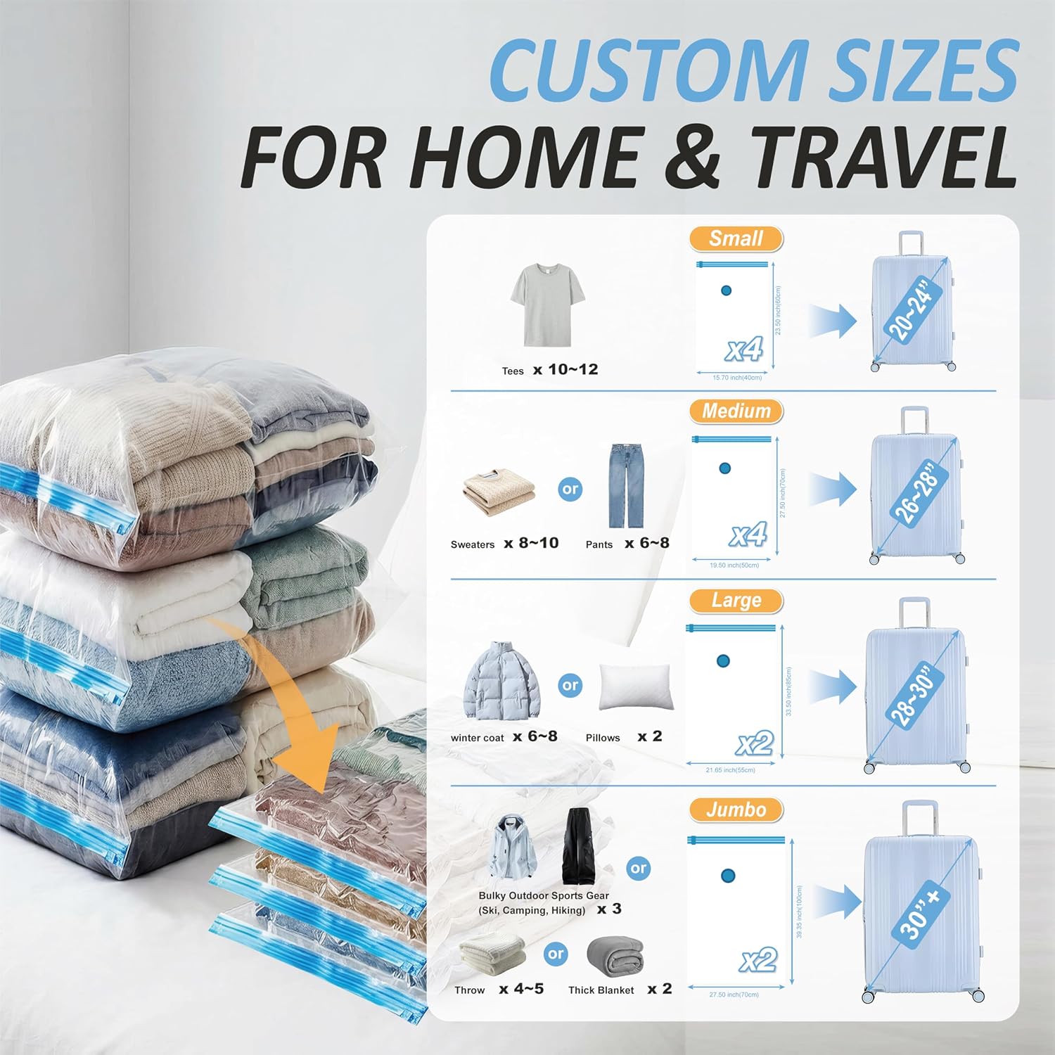 Detalle 2 de Cozy Essential Travel Vacuum Bags 12 Combo