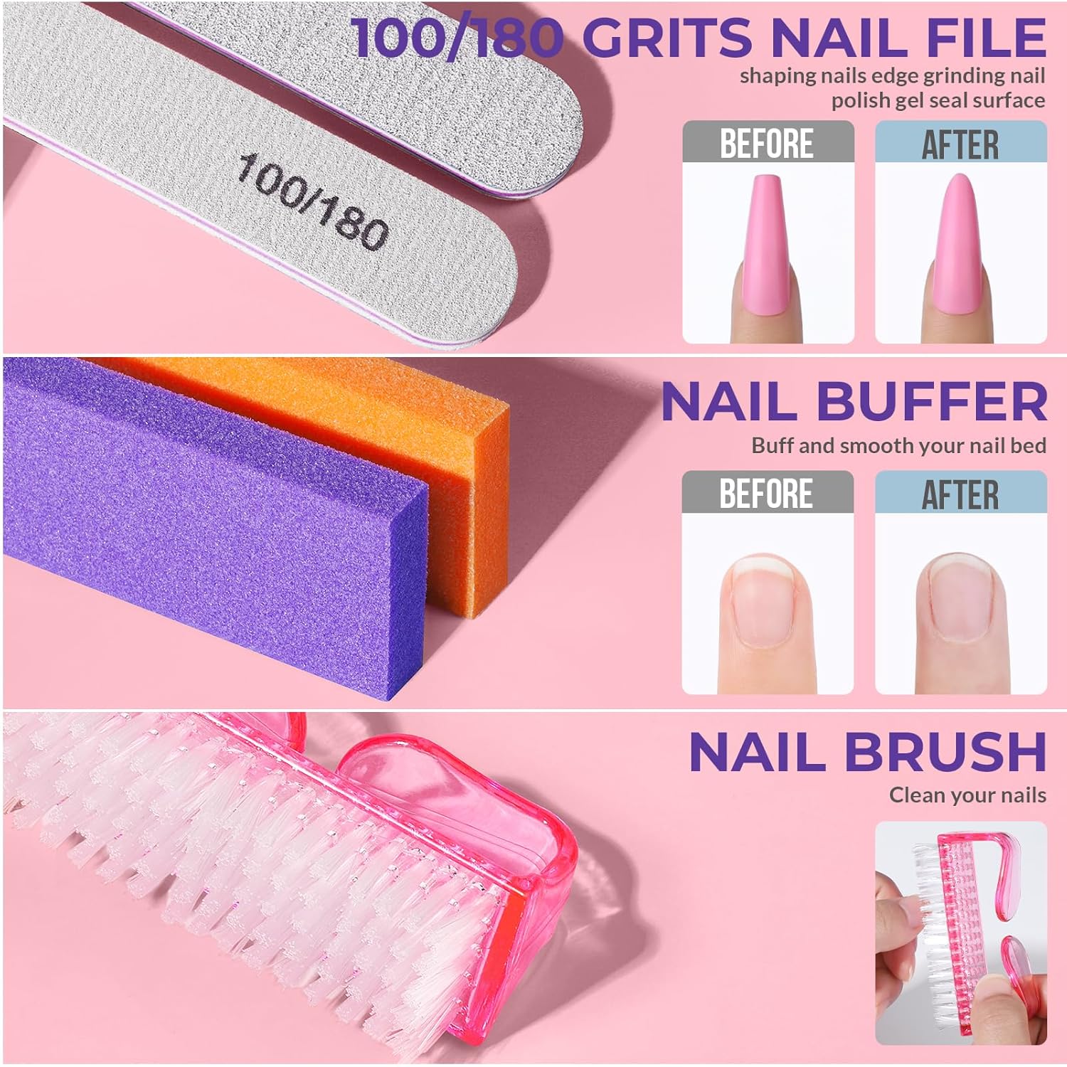 Detalle 2 de Teenitor 10Pcs Nail Soaking Bowl Kit: Dual-Purpose Soak Off Bowls with Cuticle Care Set