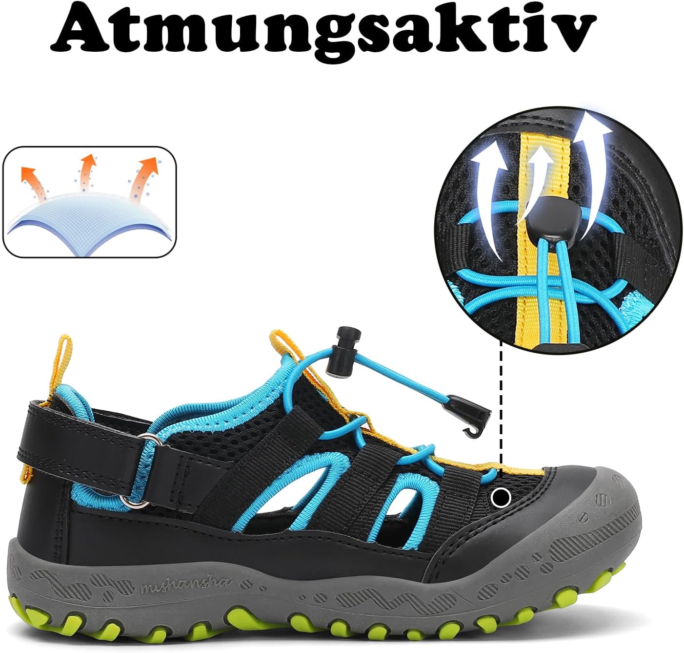 Detalle 2 de Mishansha Geschlossene Jungen Sandalen – Trekking Sandalen für Kinder, Gr. 24–38