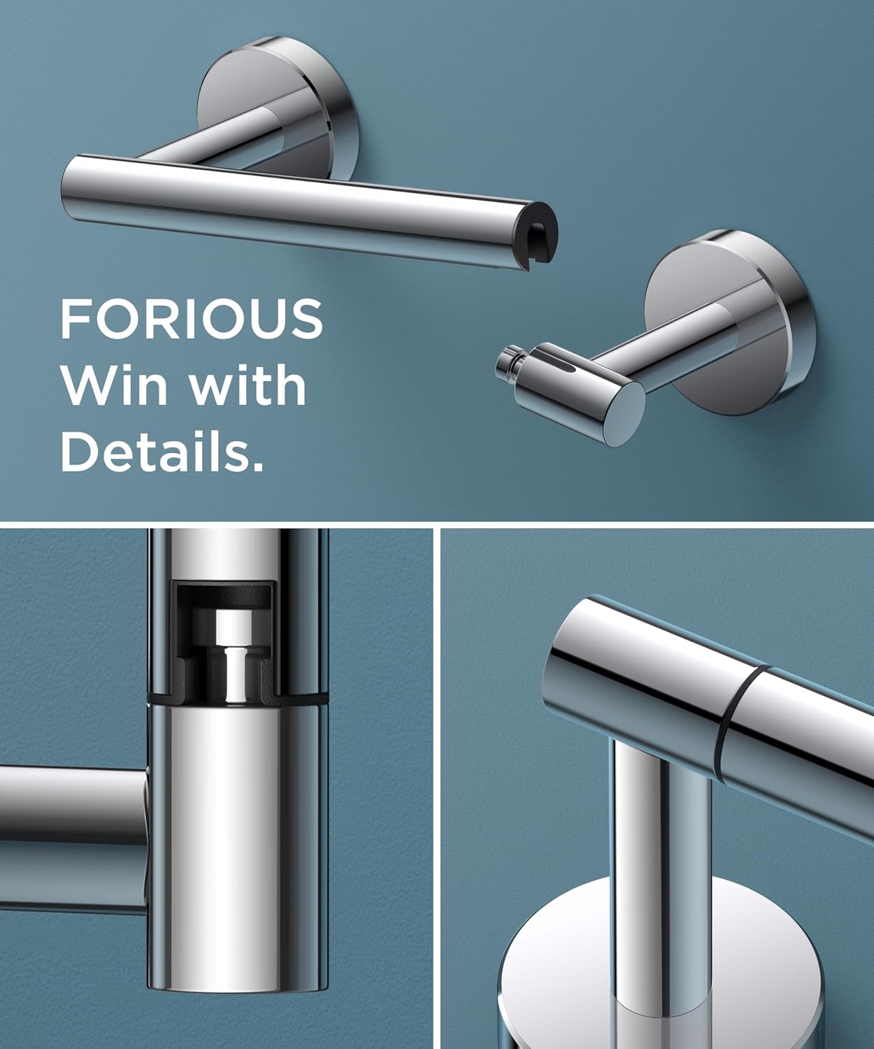 Detalle de FORIOUS Wall-Mount Toilet Paper Holder, Chrome