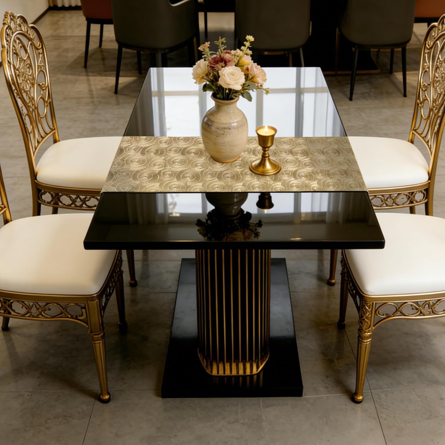 Thumbnail 6 de Gold vinyl table runner 36 inch heat-resistant