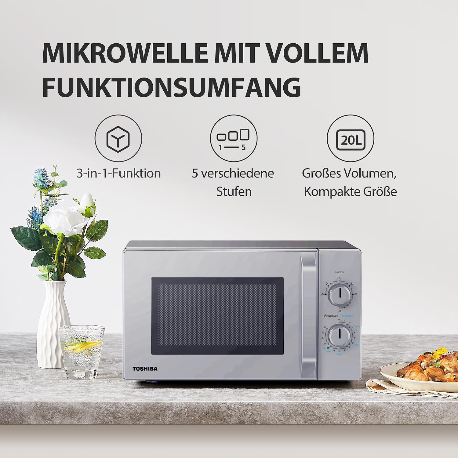 Thumbnail 2 de Toshiba Solo-Mikrowelle 20L MW2-MM20PF SL 800W