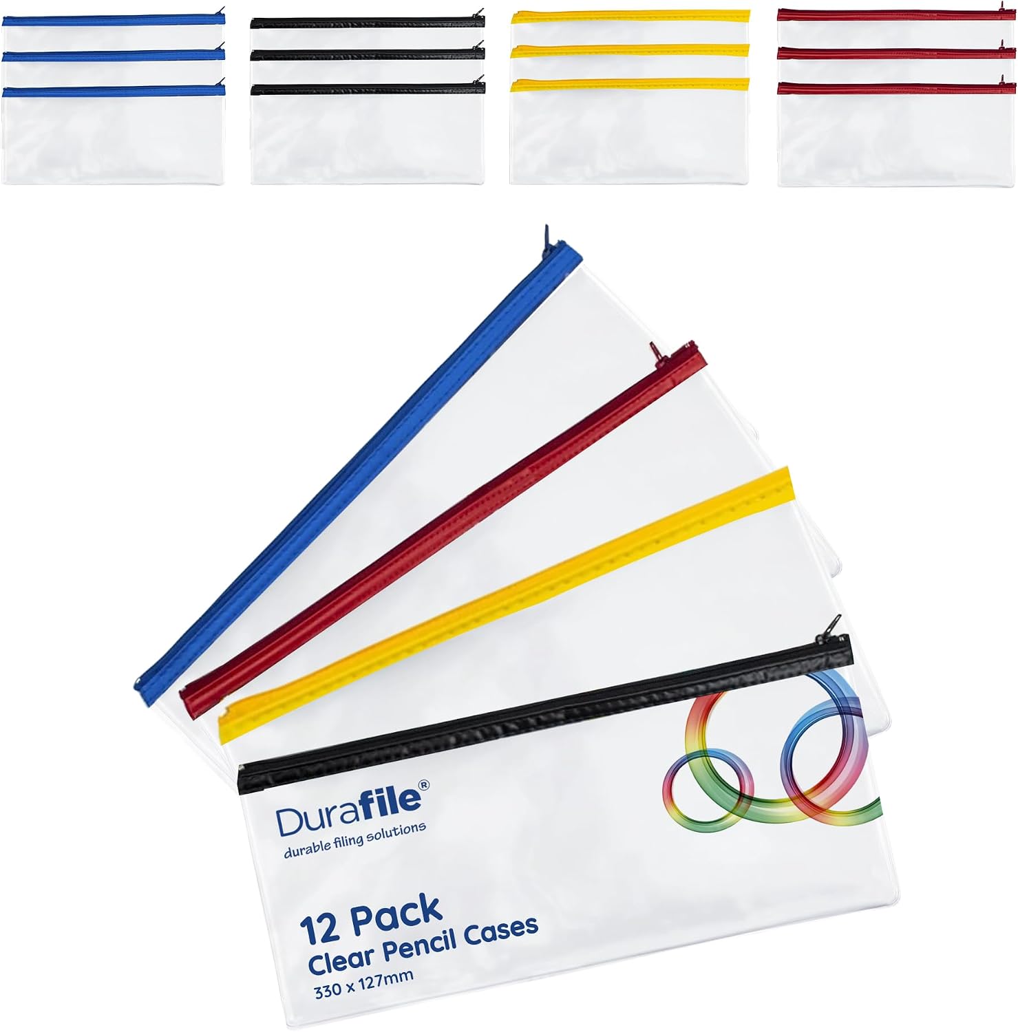 Clear Durafile pencil case pack of 12