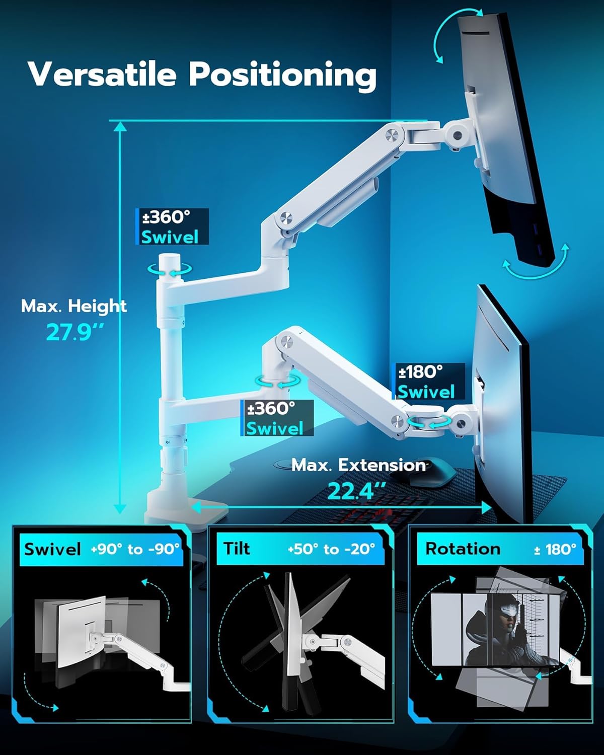 Thumbnail 5 de ARES WING Dual Monitor Stand 49"