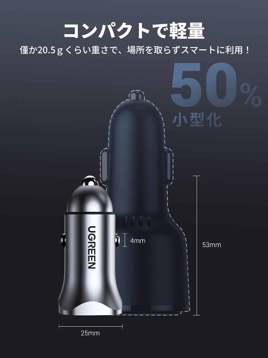 Thumbnail 4 de UGREEN 38W シガーソケットUSBカーチャージャー 2ポート、PD 20W・QC 18W対応