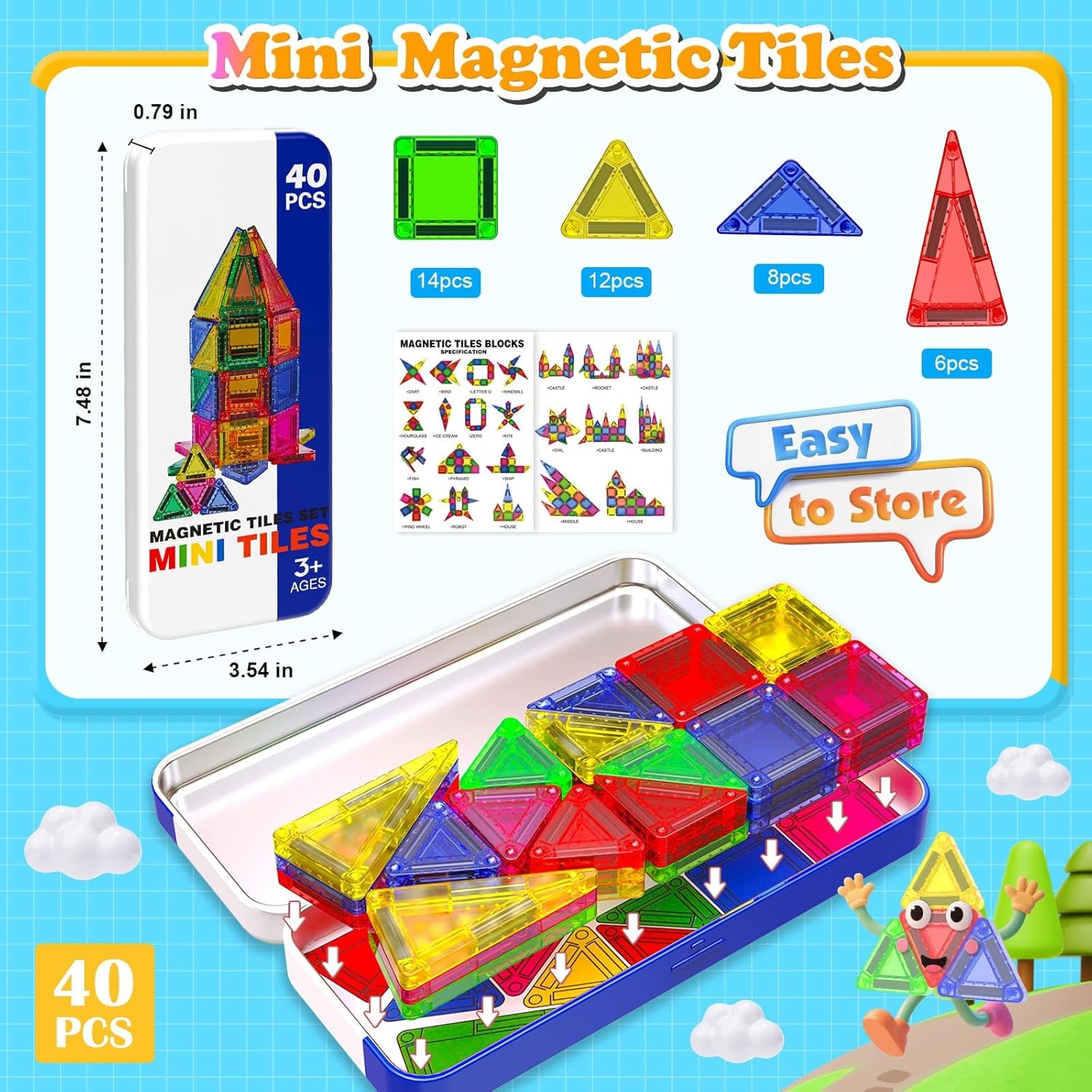 Thumbnail 1 de Mini Magnetic Tiles 40 PCS travel set