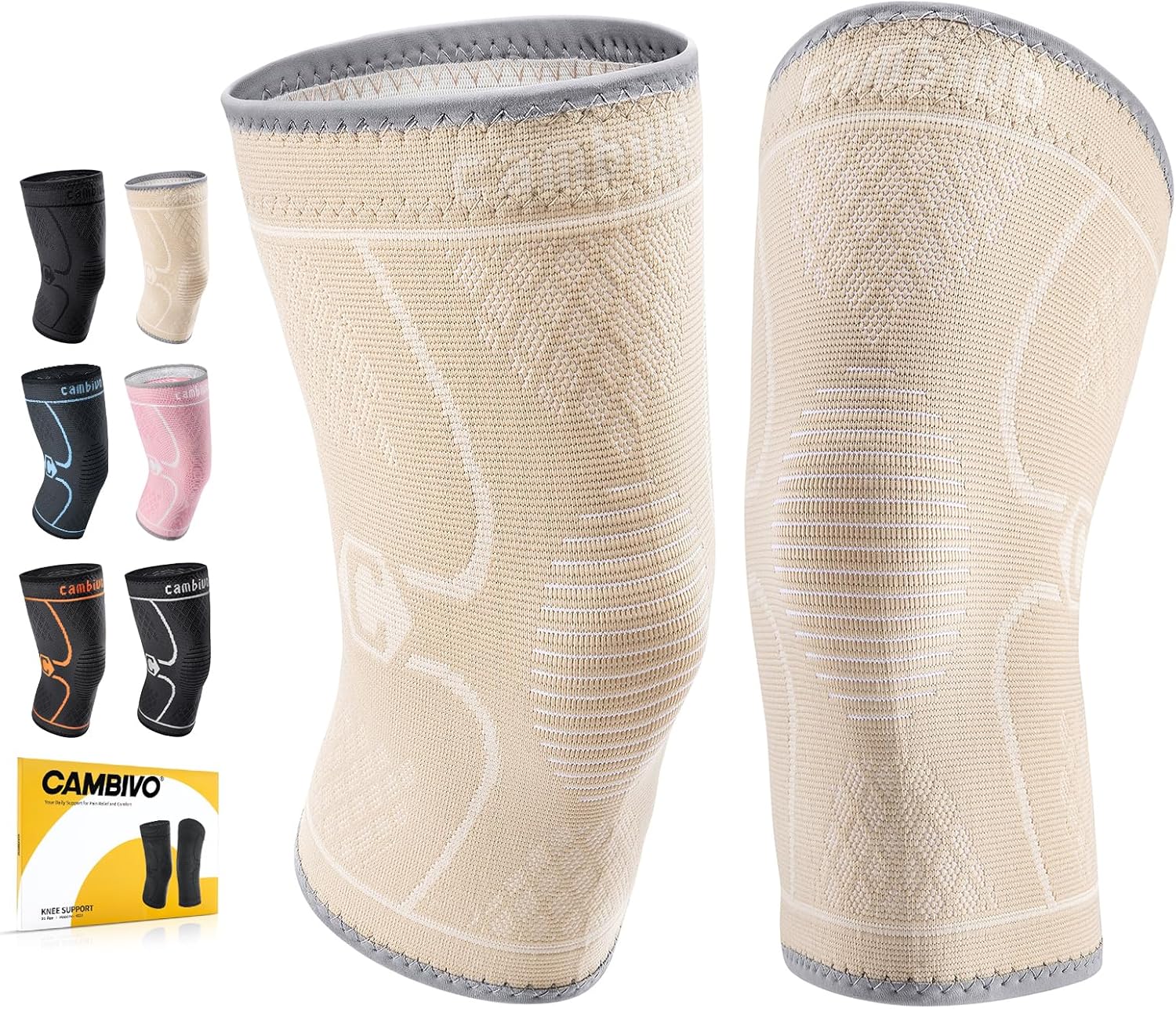 CAMBIVO Kniebandage X2 für Männer & Damen – Kompression bei Meniskusriss, ACL, Arthritis