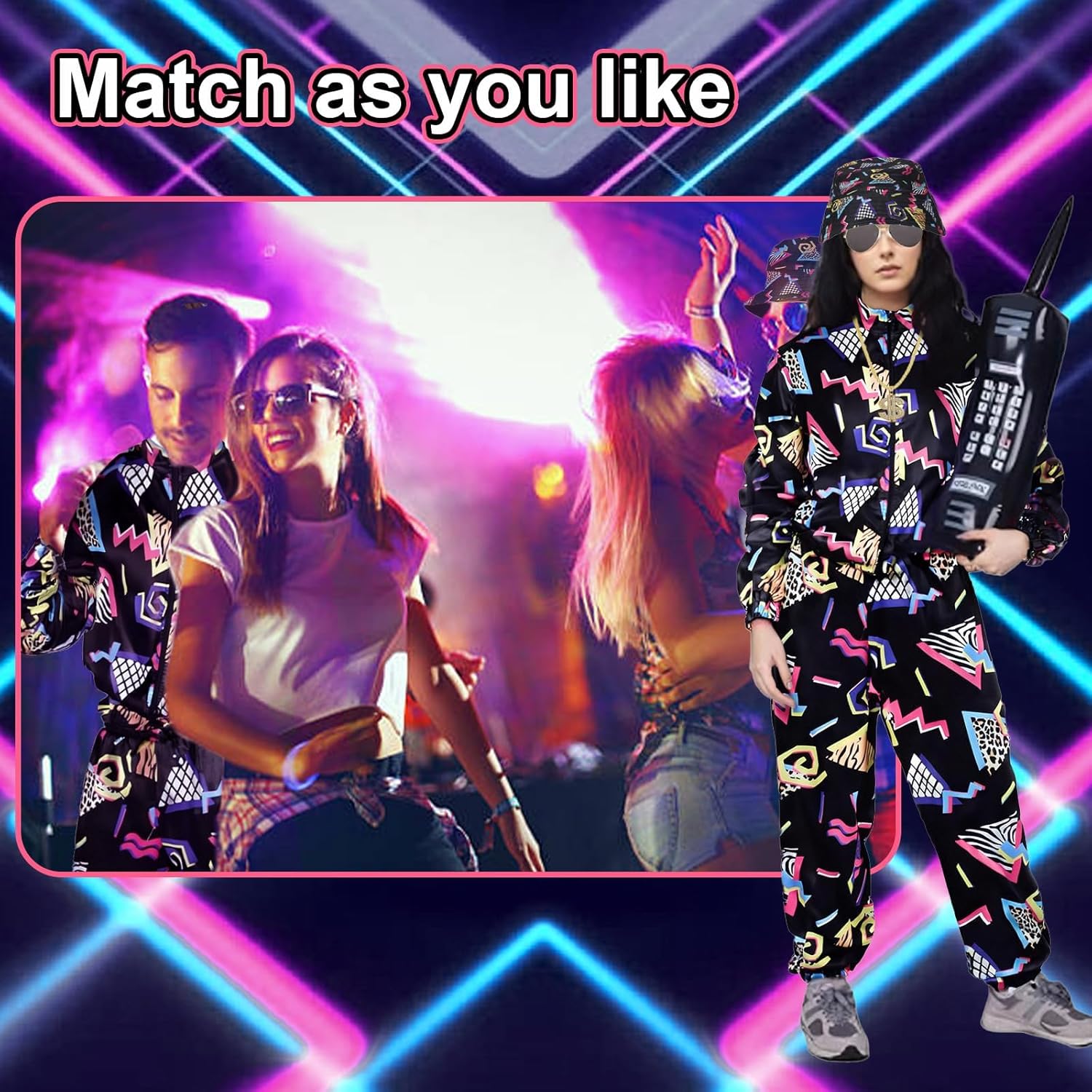Thumbnail 6 de Xerteam 80s 90s Fancy Dress Set for Men ðŸŽ