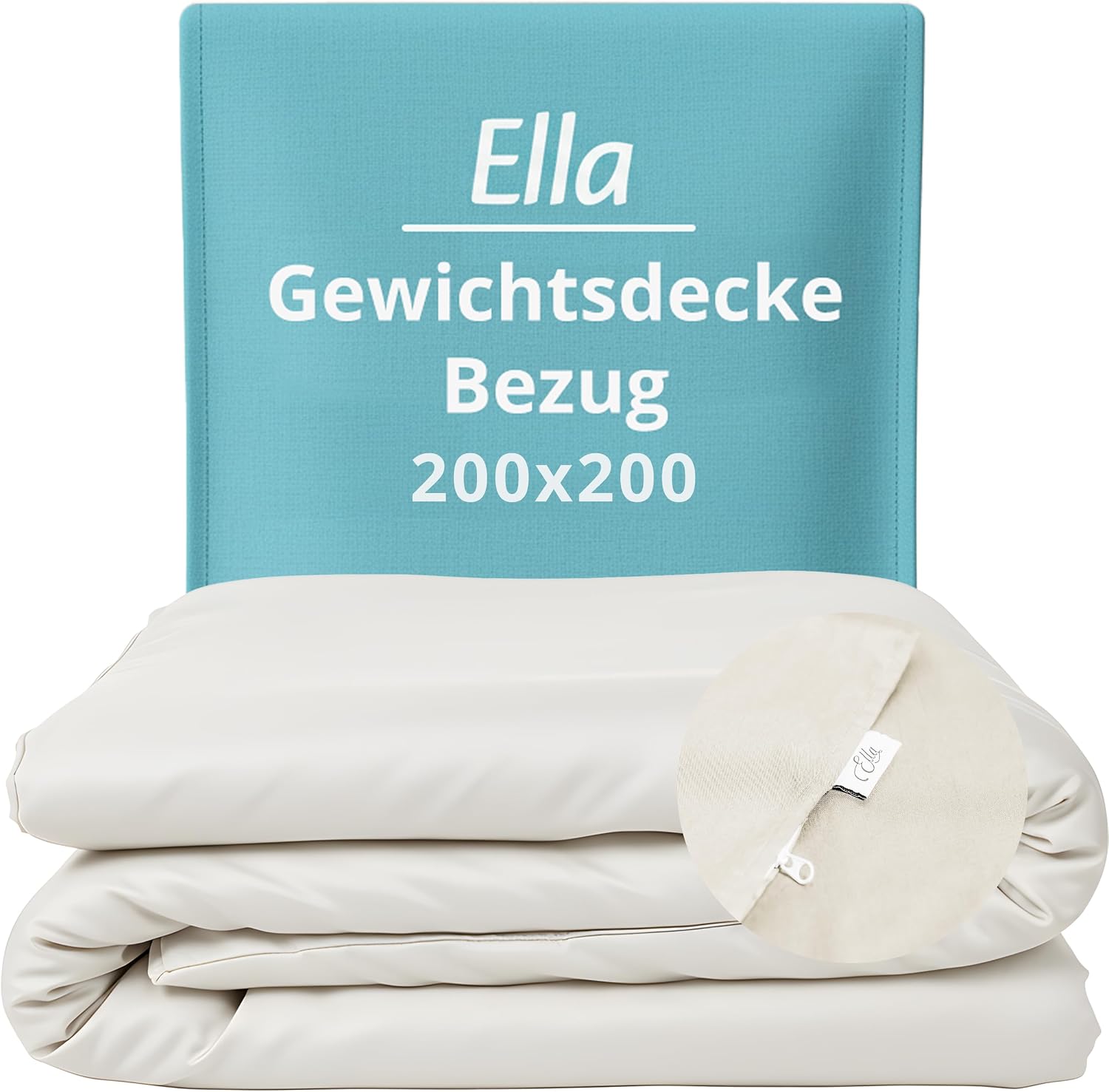 Detalle de Ella Housse de Couette 200x200 cm pour Couverture Lestée – 100% Coton – Pour 11 kg et 13 kg | Blanc Naturel