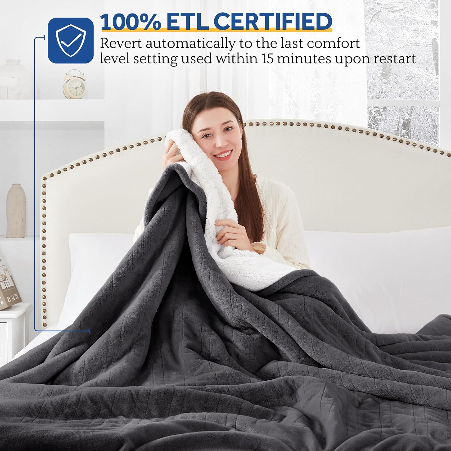 Detalle de Sealy KTHB-QATVS-T Electric Heated Blanket, Twin Flannel and Sherpa