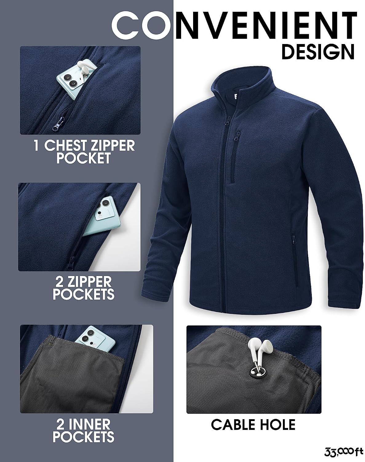 Detalle 2 de 33,000ft Herren Fleecejacke