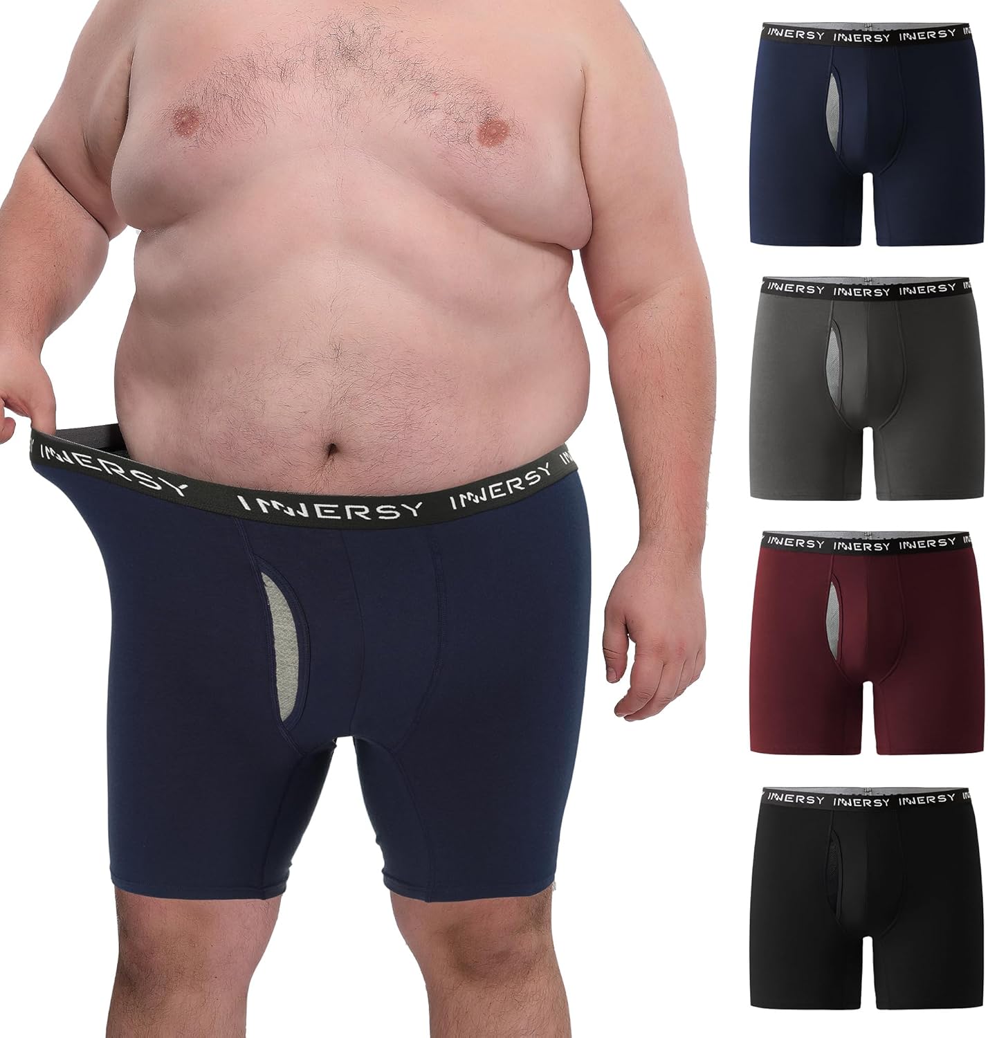 INNERSY Men's Big and Tall Boxer Briefs 4-Pack