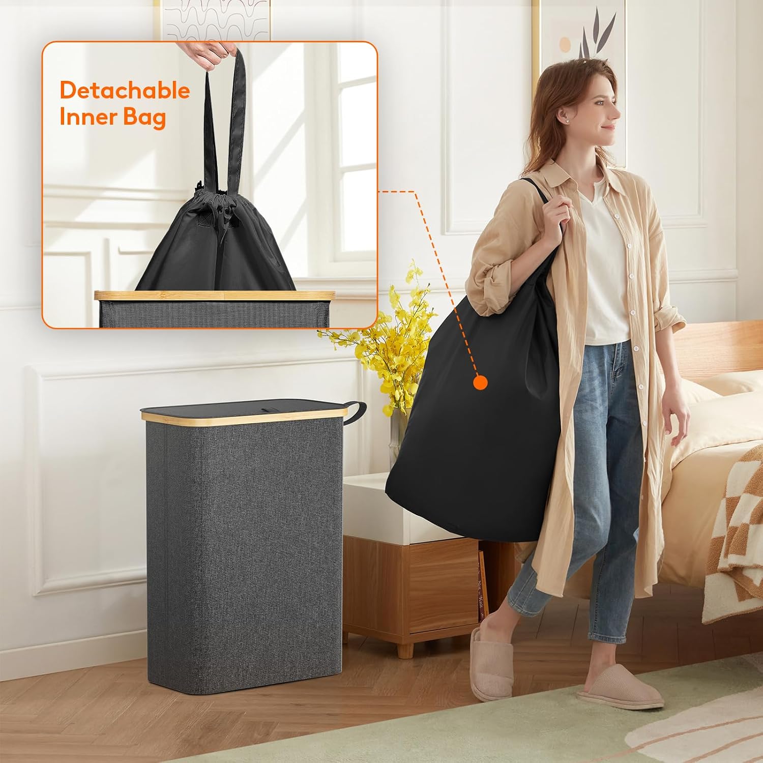Detalle 2 de Lifewit Cesto Ropa Sucia Estrecho 50L