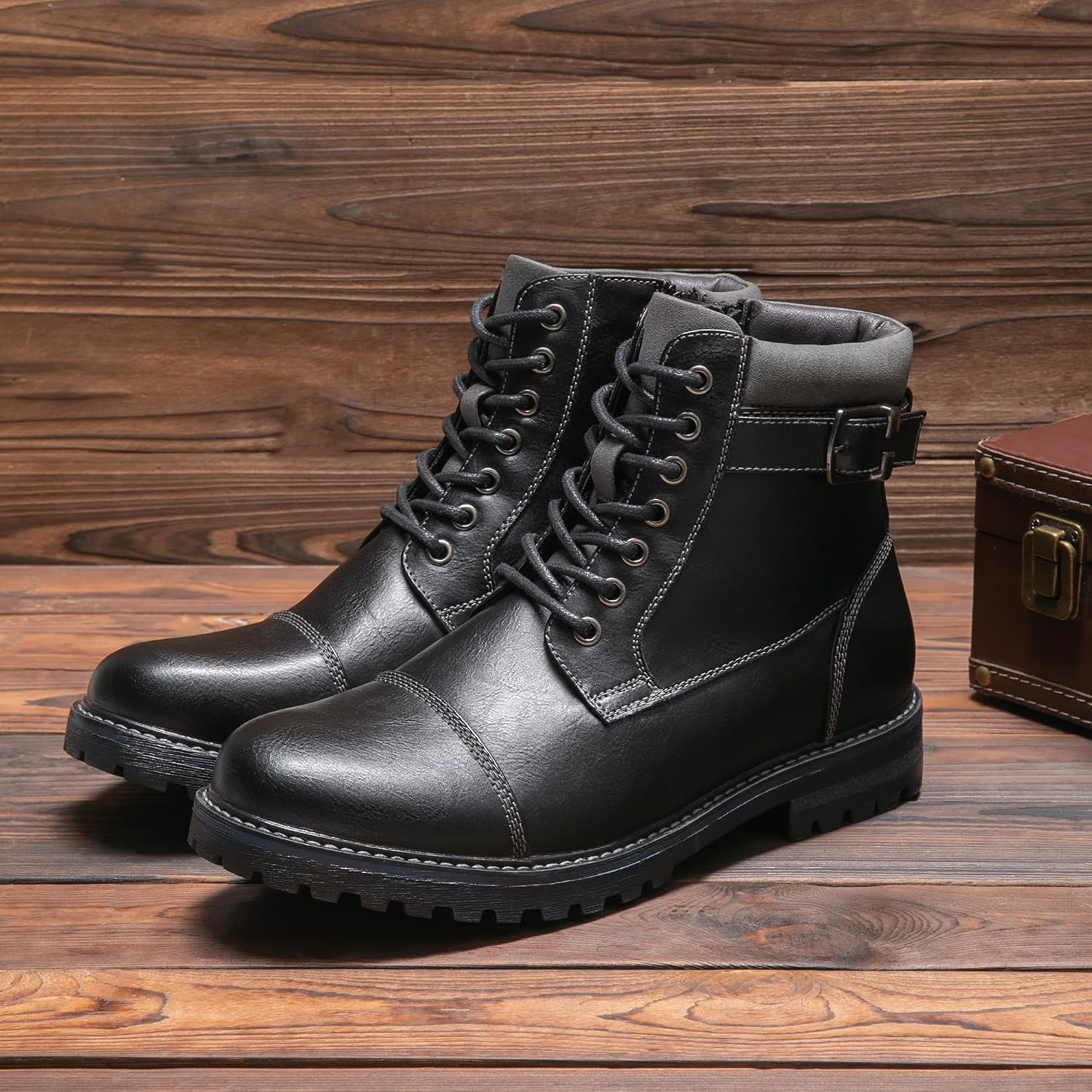 Thumbnail 2 de Bruno Marc Bottines de moto pour hommes élégantes à fermeture latérale