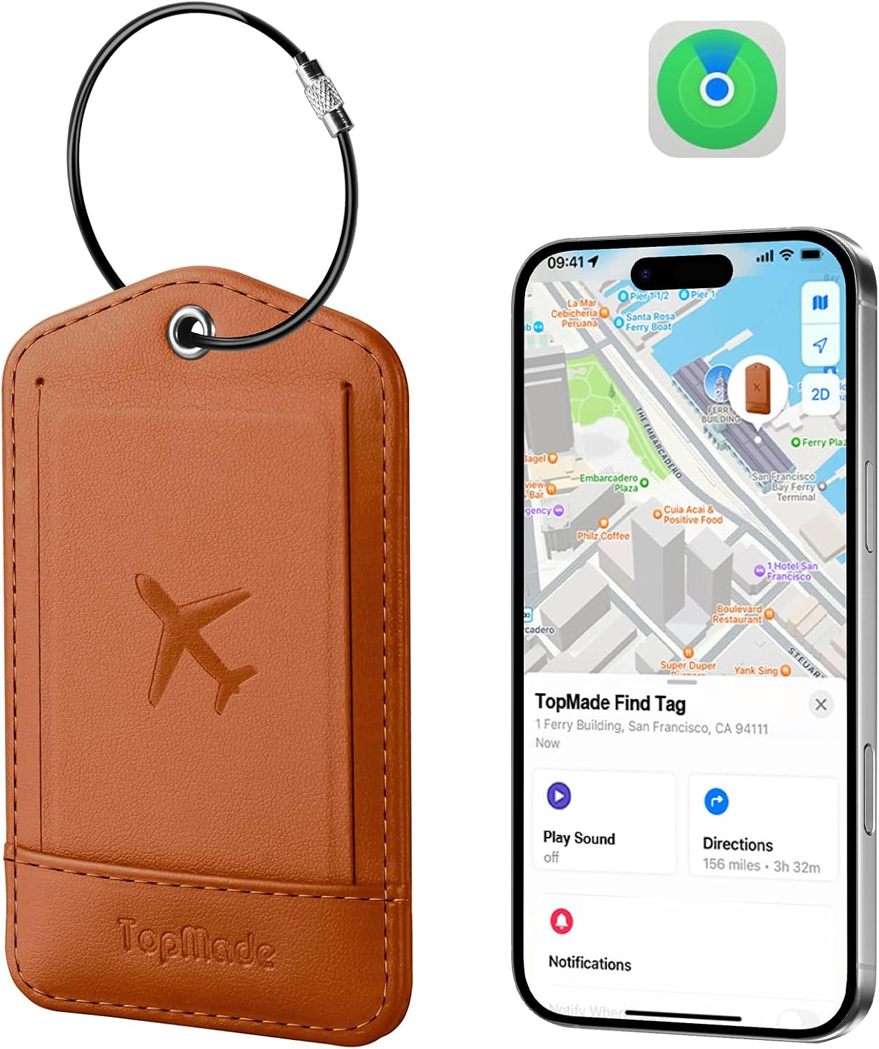 Detalle 2 de TopMade Smart Luggage Tag with Find My, Rechargeable 1