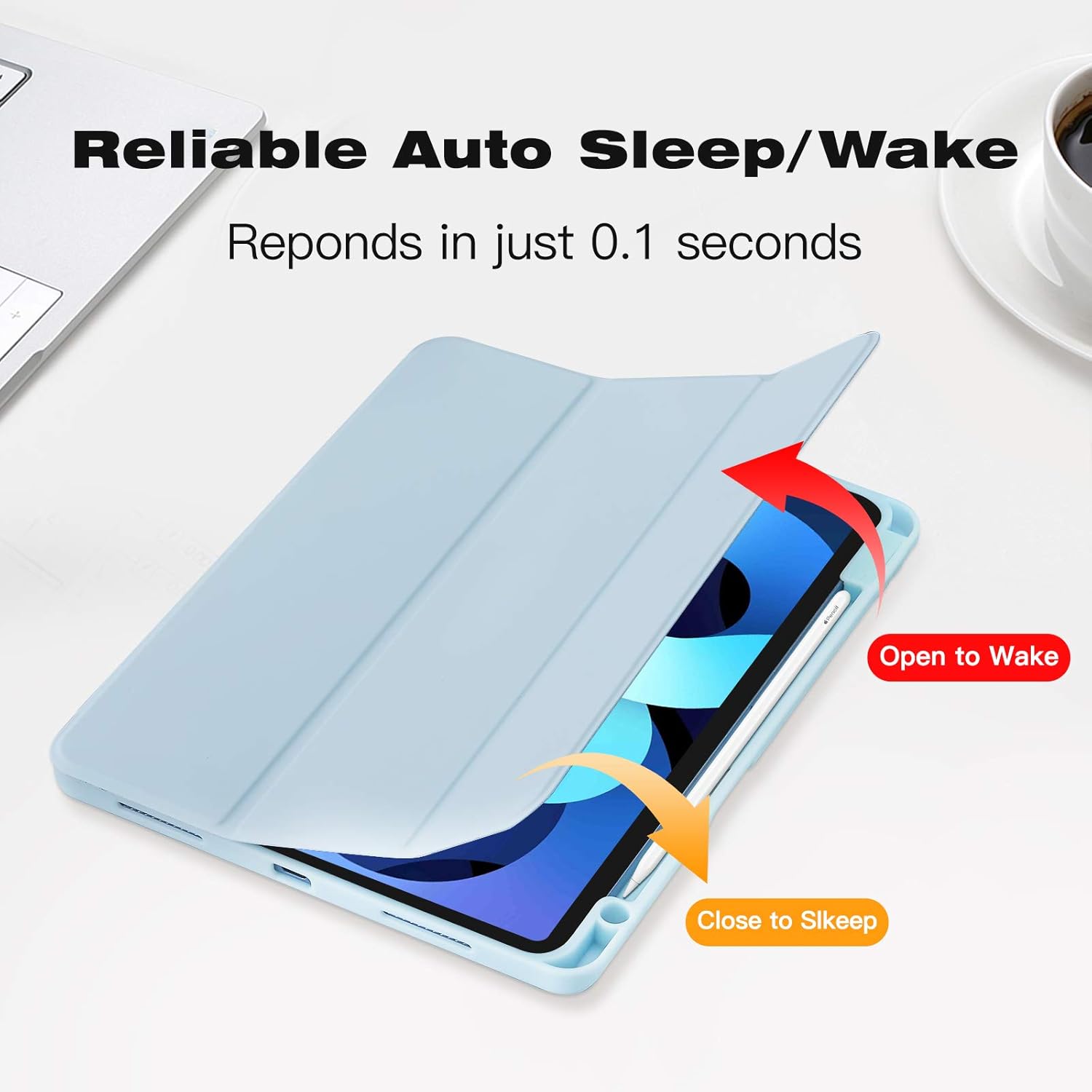 Thumbnail 4 de Hülle für iPad Air 11 Zoll (M4 2026 / M3 2025 / M2 2024 / Air 5/4) mit Stifthalter, Magnet-Trifold & iPencil-2 Laden – Hellblau