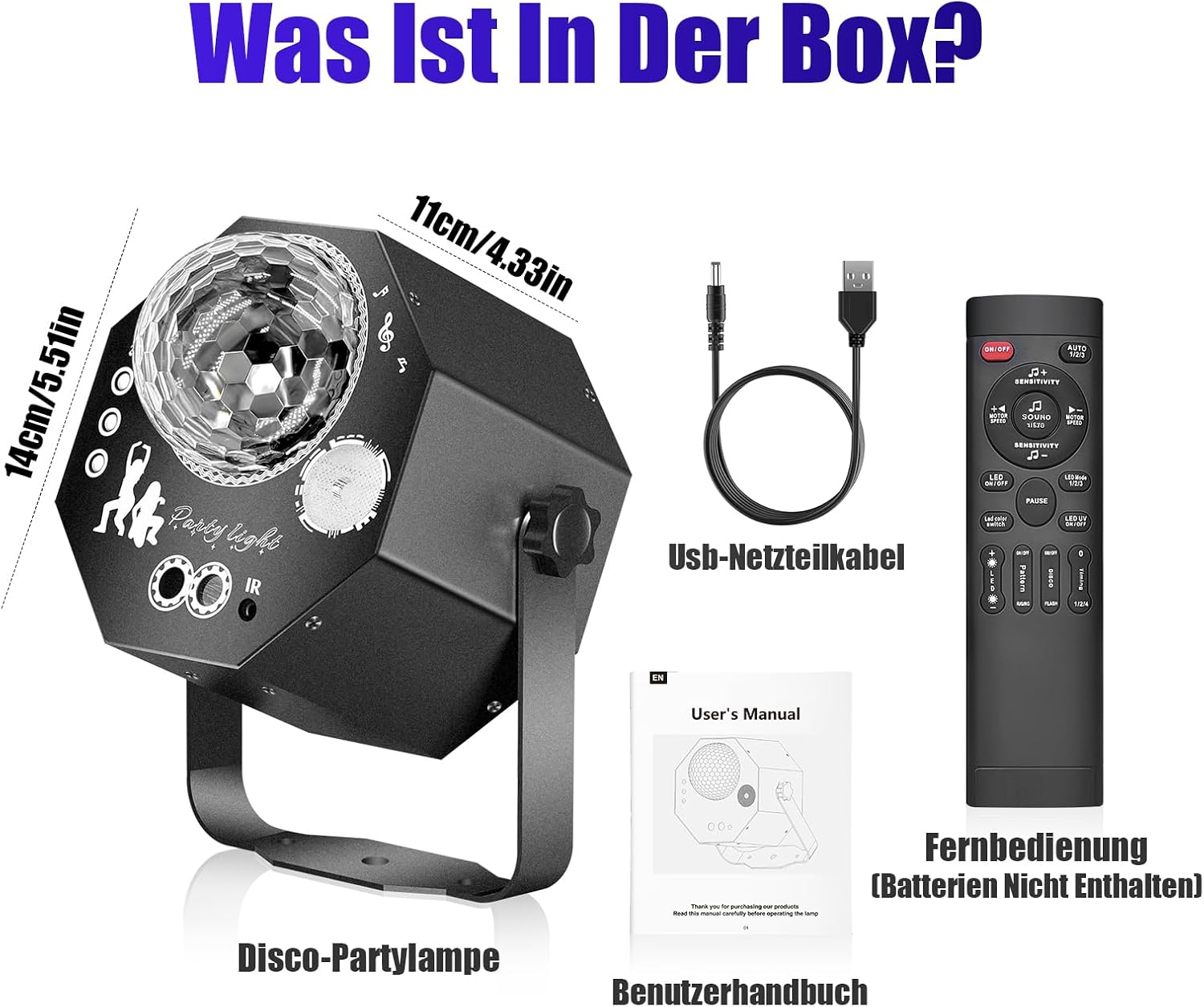 Thumbnail 6 de Vicalo 4 in 1 Disco Partylicht mit Discokugel – RGB LED Par Strahler für Hauspartys, Clubs und Events