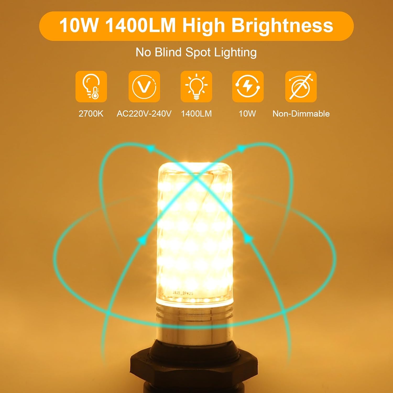 Detalle de Bigzom Ampoule LED E27 Blanc Chaud 2700K 1400LM – Lot de 2 (10W)