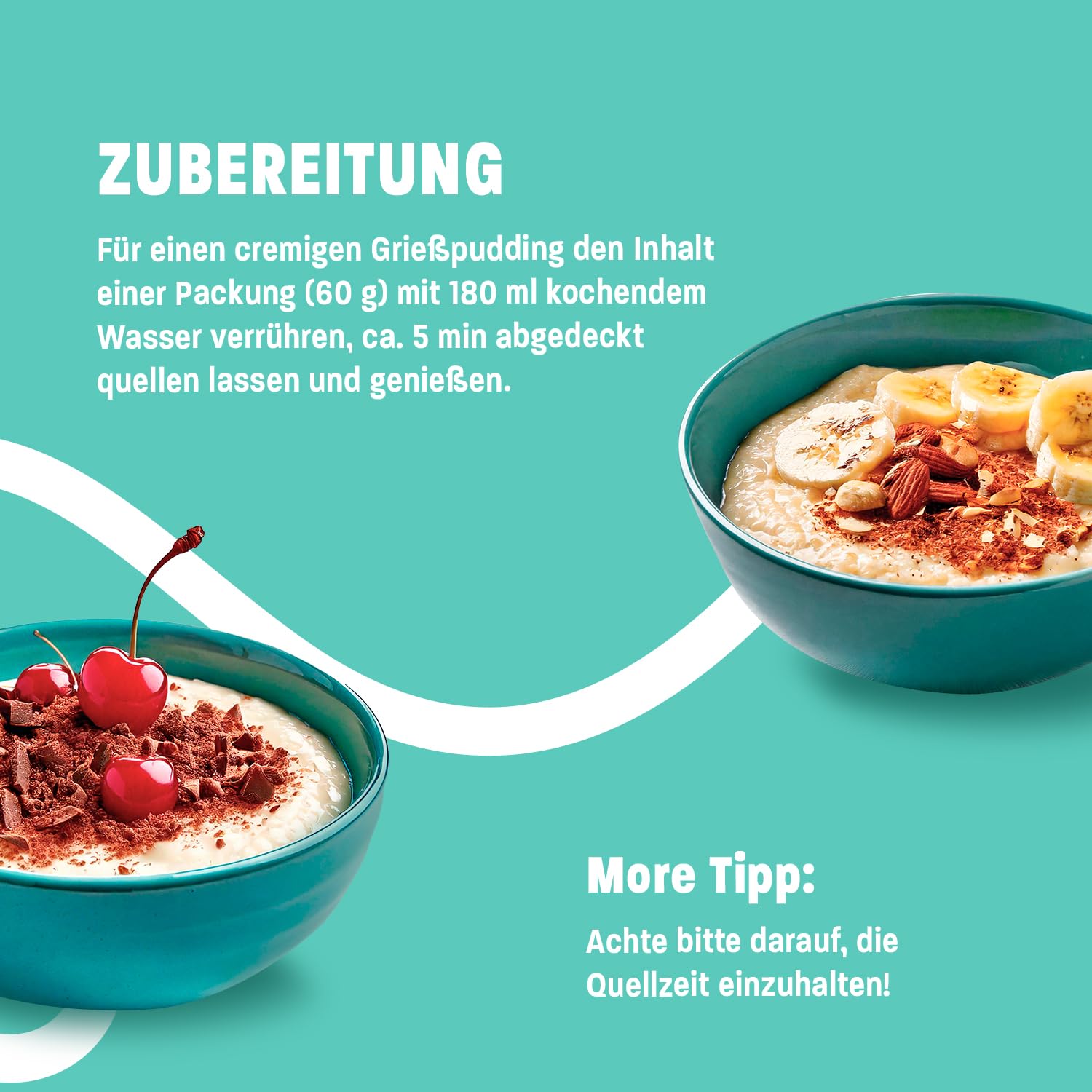 Detalle de More Protein Grießpudding 2.0 – 13er Tray (13 × 60 g) mit 34 g Eiweiß pro Portion