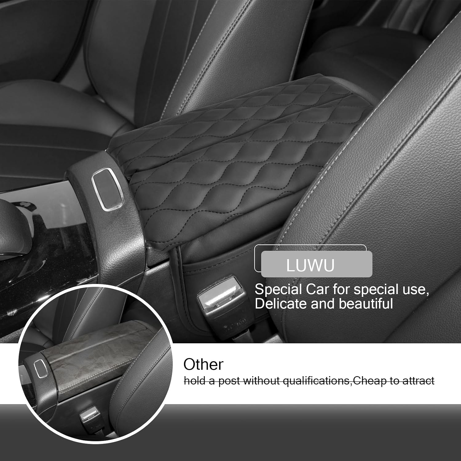 Detalle 2 de LUWU Leather Armrest Pad for Mercedes-Benz A-Class W177 / GLA H247 / CLA C118 / EQA (2023–2024) – Practical Interior Accessory