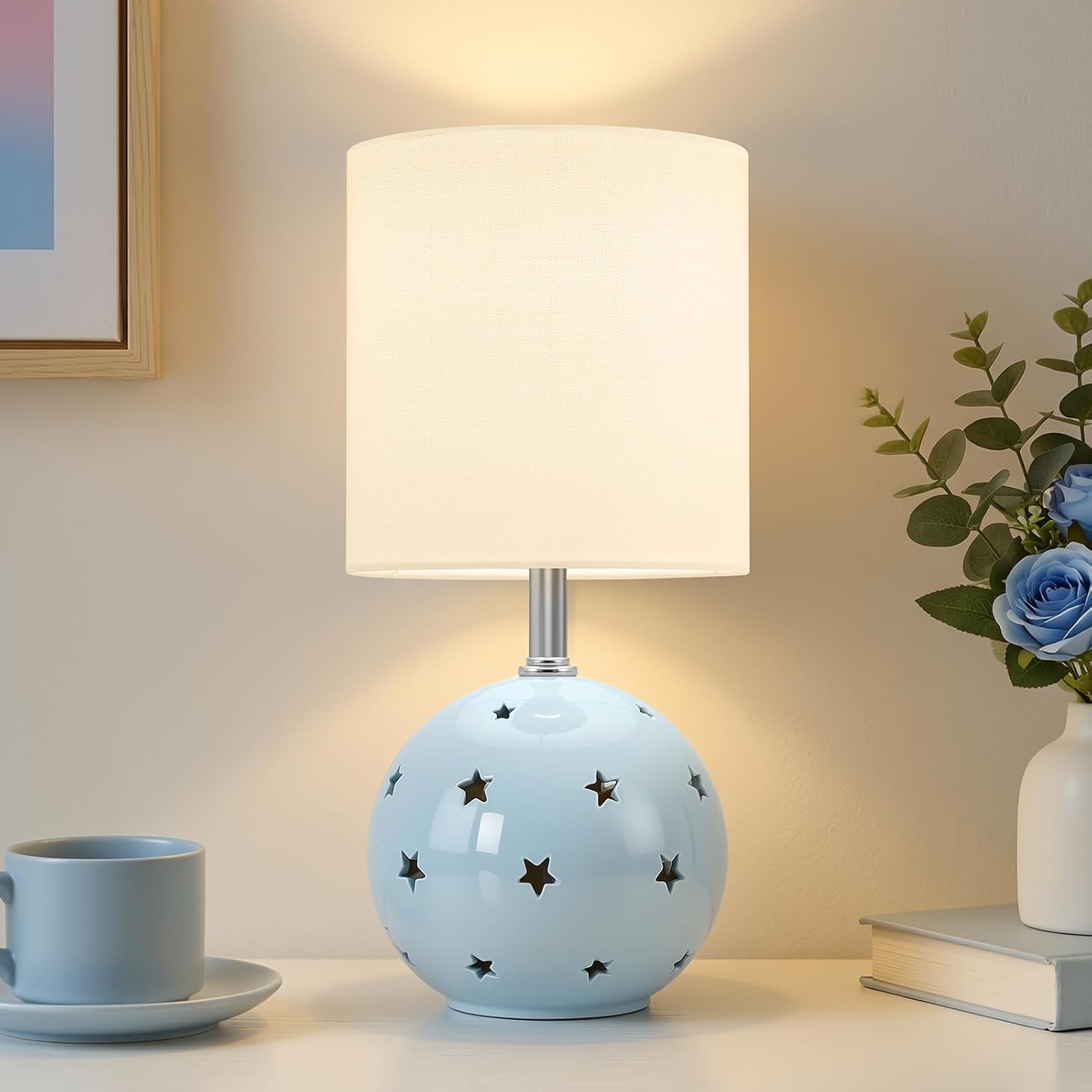 Detalle de GyroVu G-1TL-230 Blue Ceramic Table Lamp, 14-Inch, Adjustable Colour Temperature
