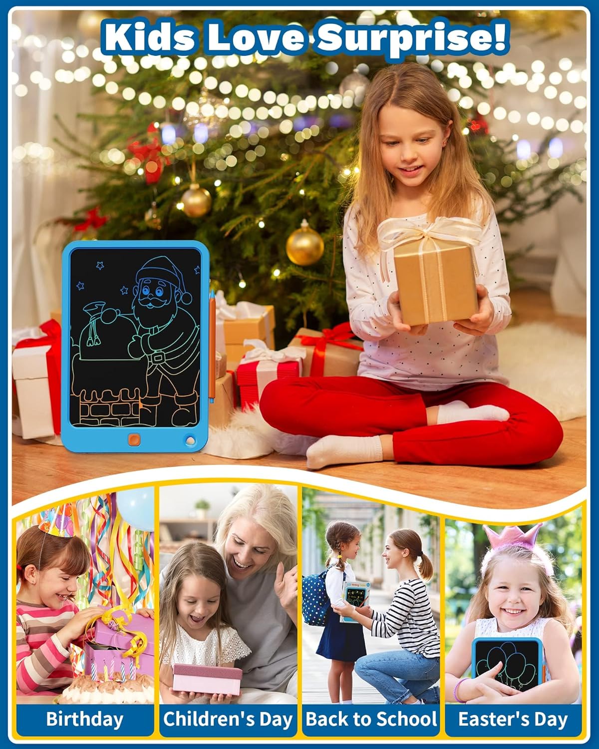 Thumbnail 5 de TEKFUN Tablette d’écriture enfant LCD 8,5 pouces ardoise magique (bleu) pour 2 à 6 ans