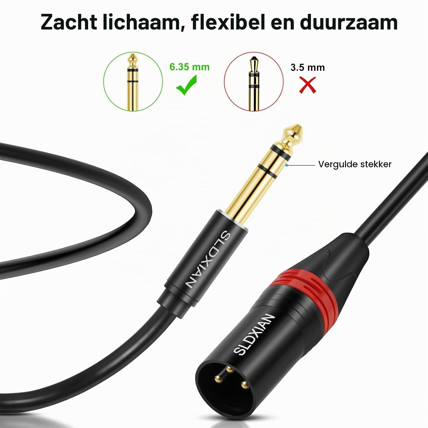 Thumbnail 2 de SLDXIAN XLR-kabel 15M met 6,35mm-TRS- en XLR-stekker, gebalanceerd