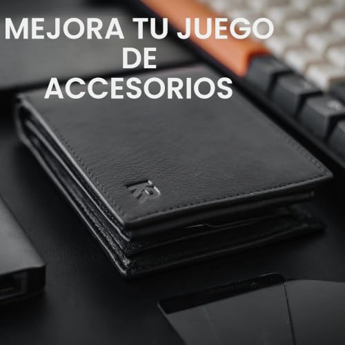 Thumbnail 7 de KRONIFY cartera de piel auténtica Nappa negra con protección RFID y 13 compartimentos
