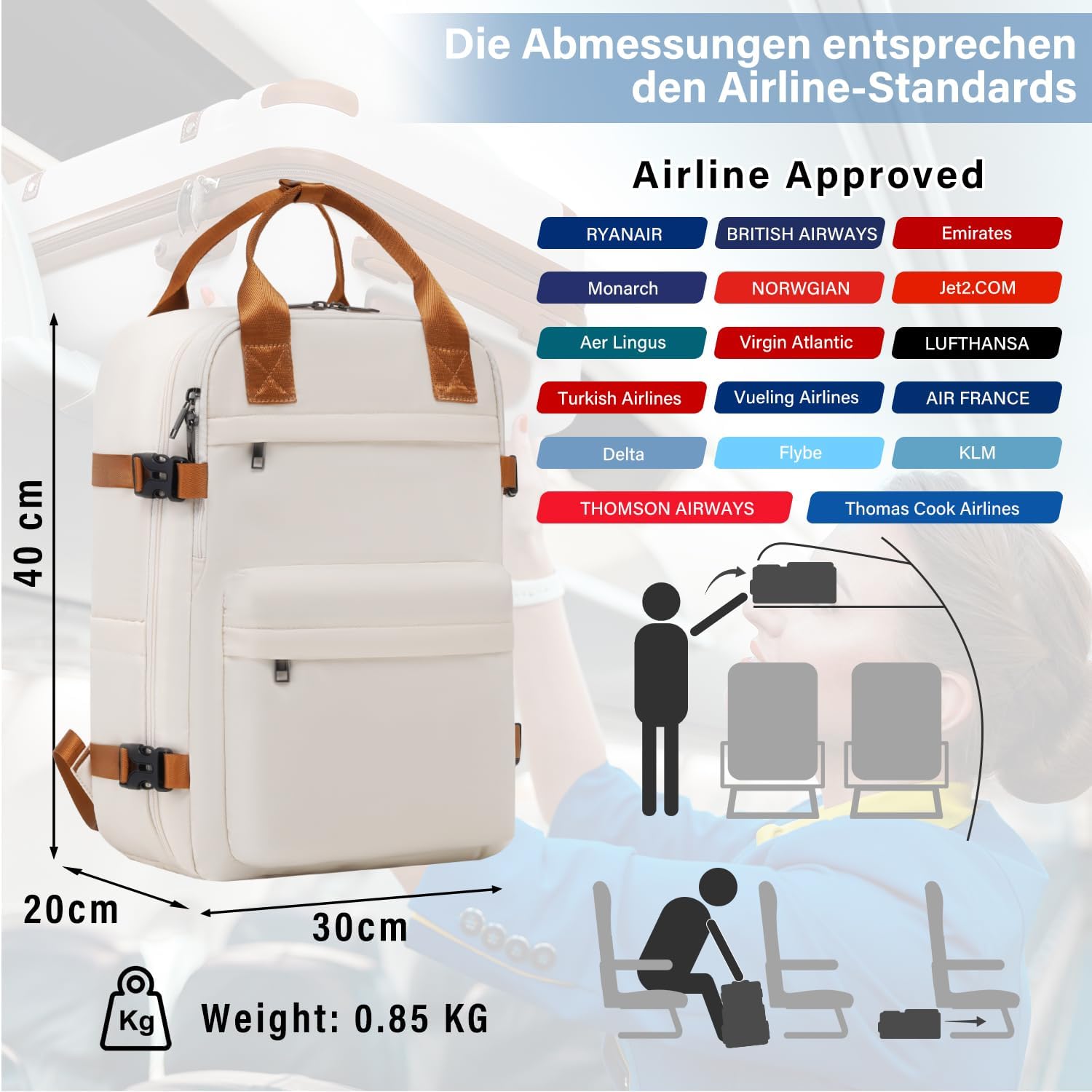 Thumbnail 1 de COOLIFE cabinerugzak van nylon met laptopvak voor 13,3 inch