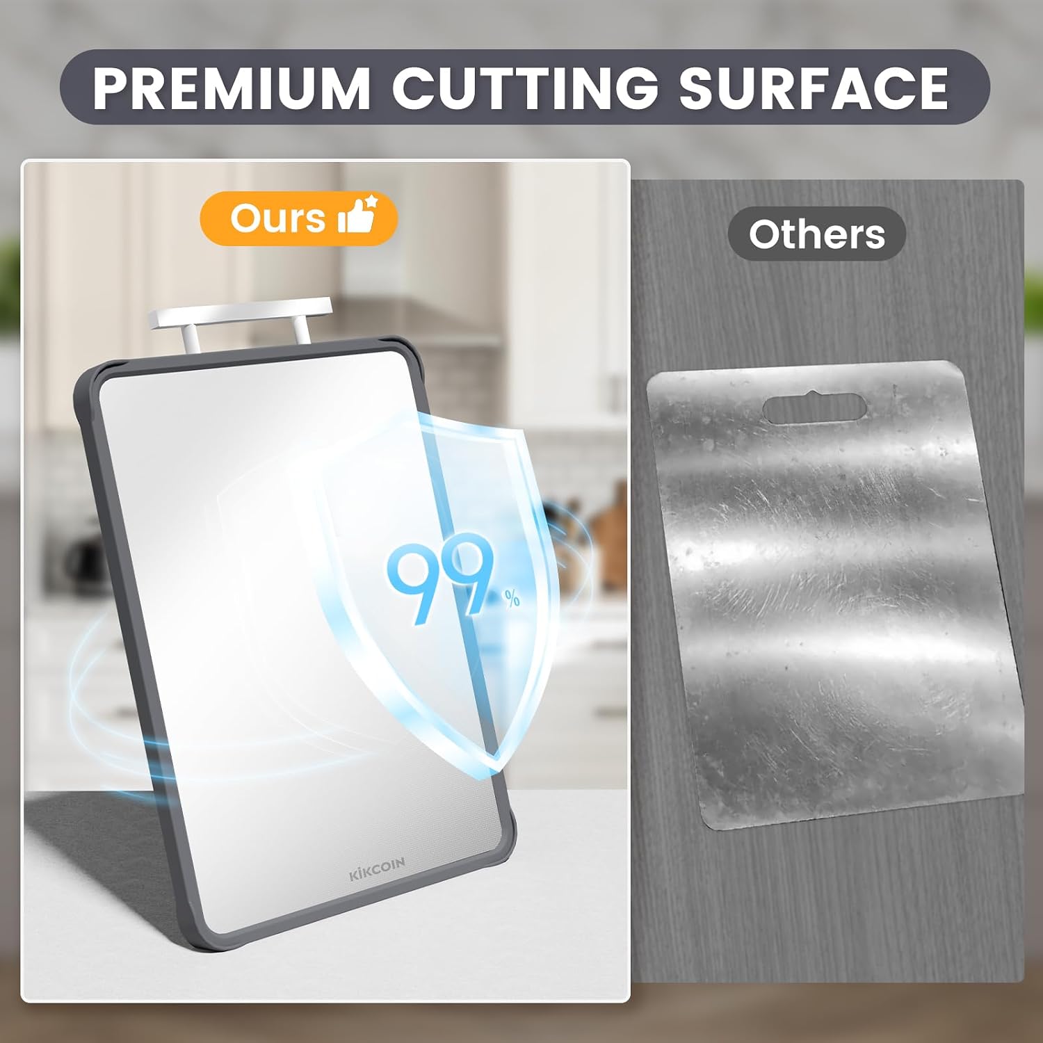 Detalle 1 de Kikcoin Double-Sided Stainless Steel Cutting Board ๐ง