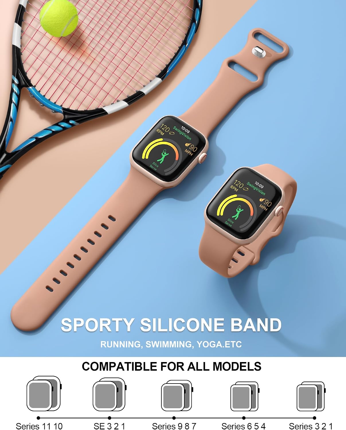 Detalle de DigiHero Sport Strap for Apple Watch – Soft Silicone Band (38–49mm)