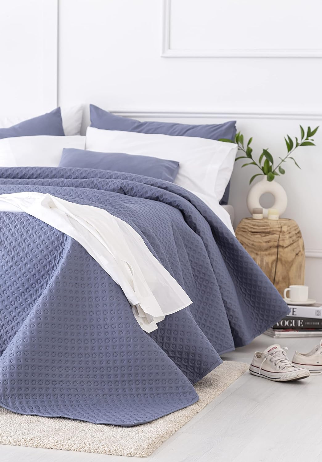 Thumbnail 3 de Todocama Couvre-lit Fin avec Motif Piquet — Housse de Couette Multifonction 250 x 260 cm, bleu grisâtre