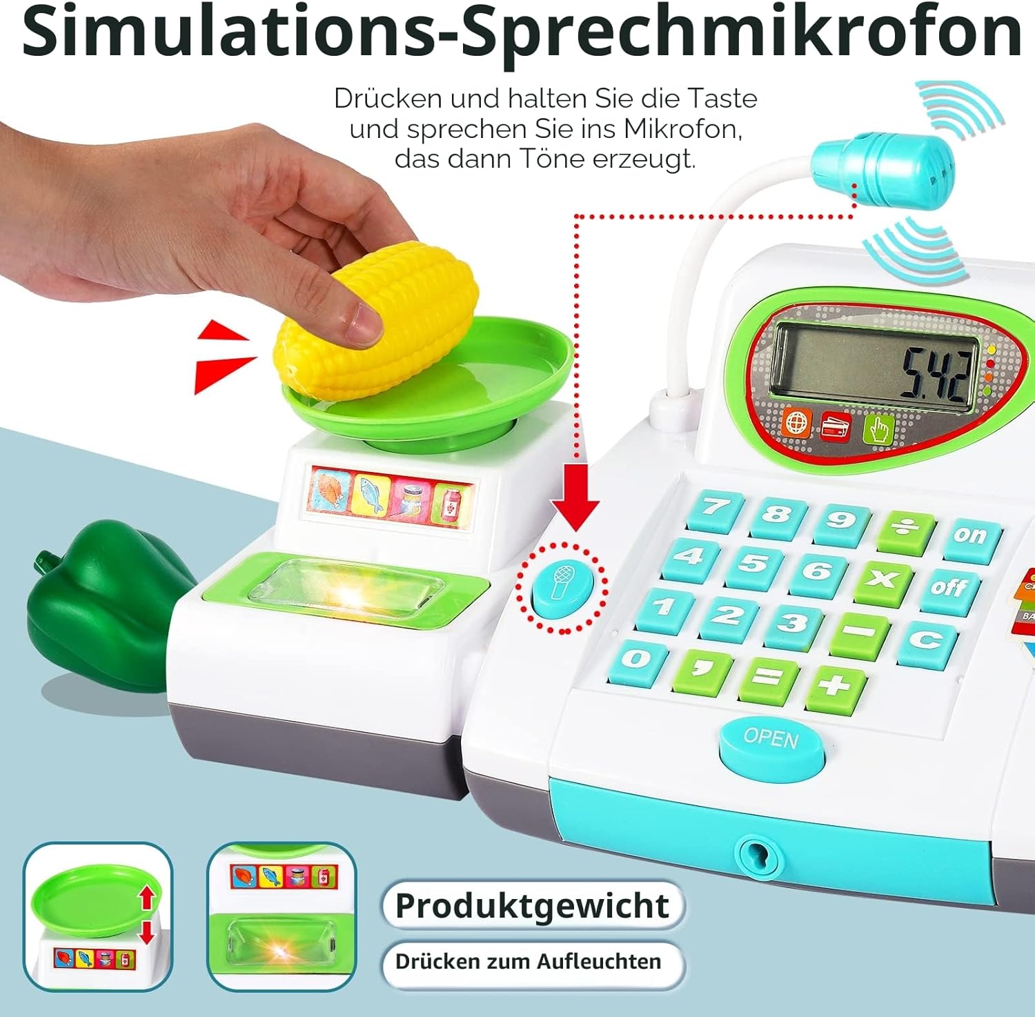 Thumbnail 2 de HERSITY Kaufladen Kasse Spielzeug Registrierkasse