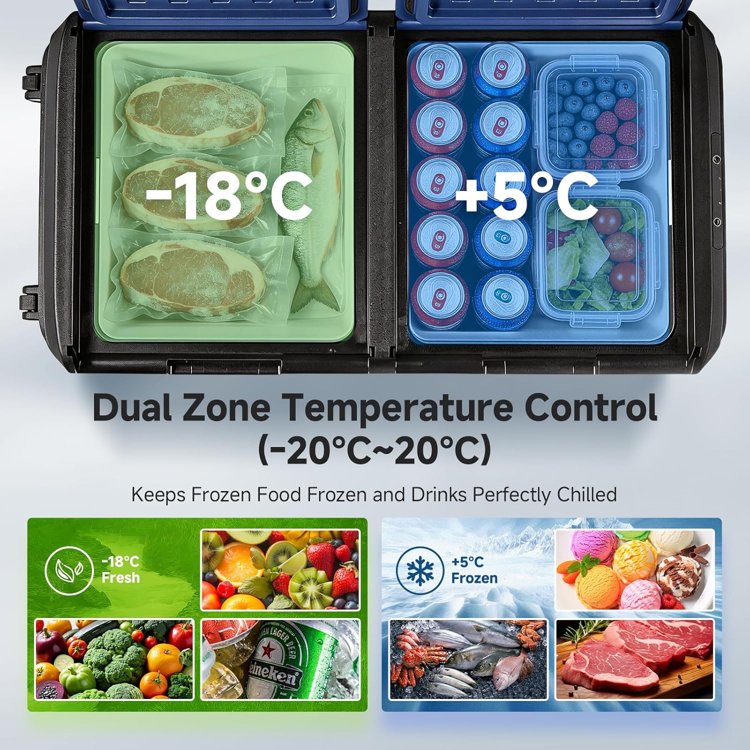 Thumbnail 6 de AAOBOSI 75L Car Fridge Freezer with Dual Zone Control and Wheels
