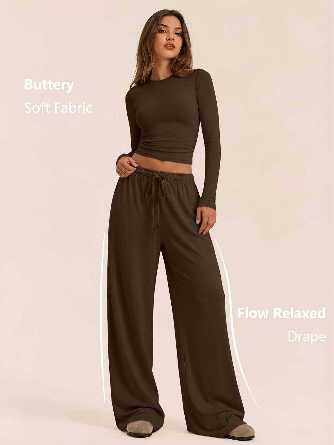 Detalle de Trendy Queen Women's 2 Piece Fall Lounge Set with Pockets – Cozy, Practical, All-Season Wear