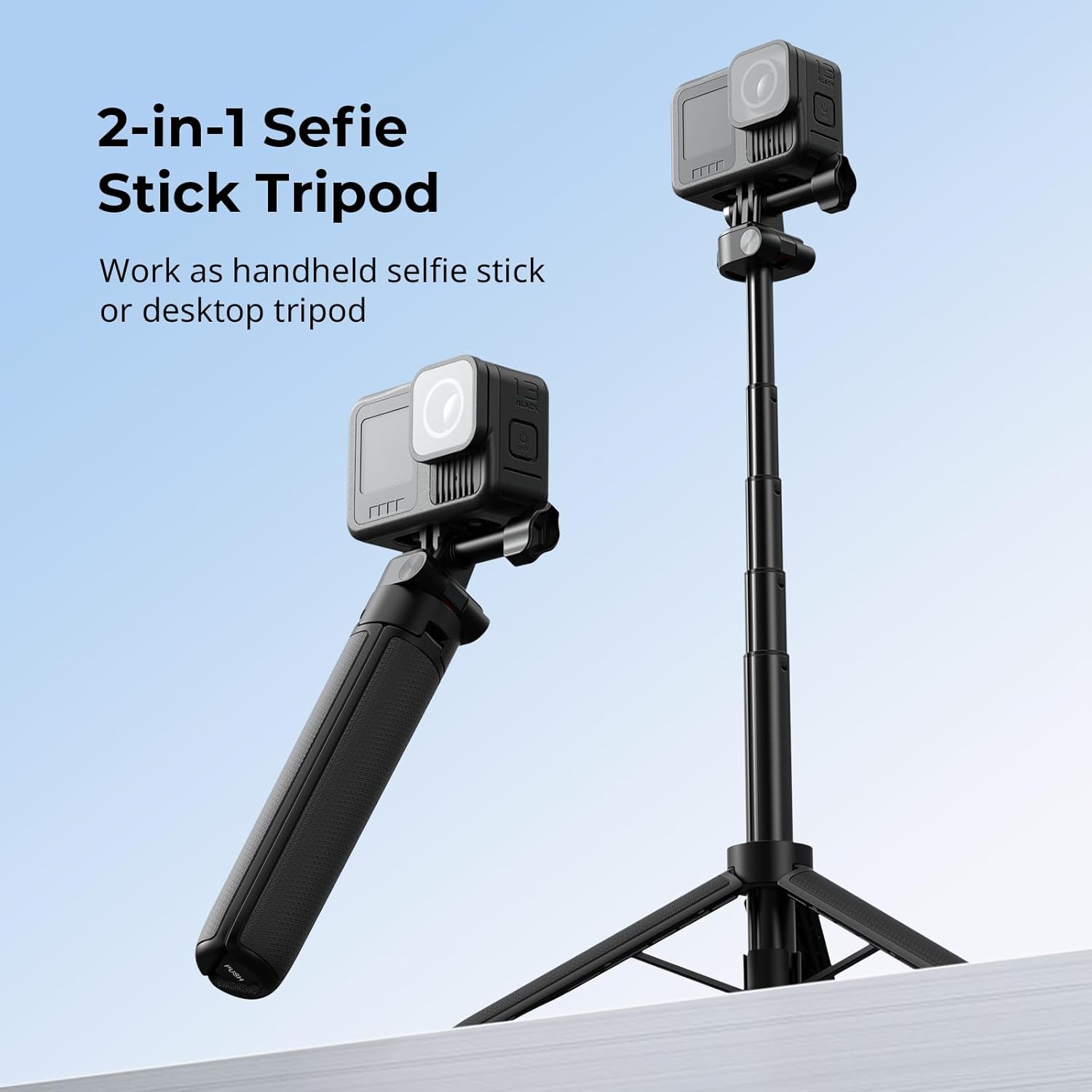Thumbnail 2 de SMALLRIG 2 in 1 Selfie Stick Treppiede estensibile 7,1–20,5 pollici per GoPro, Osmo e Insta360