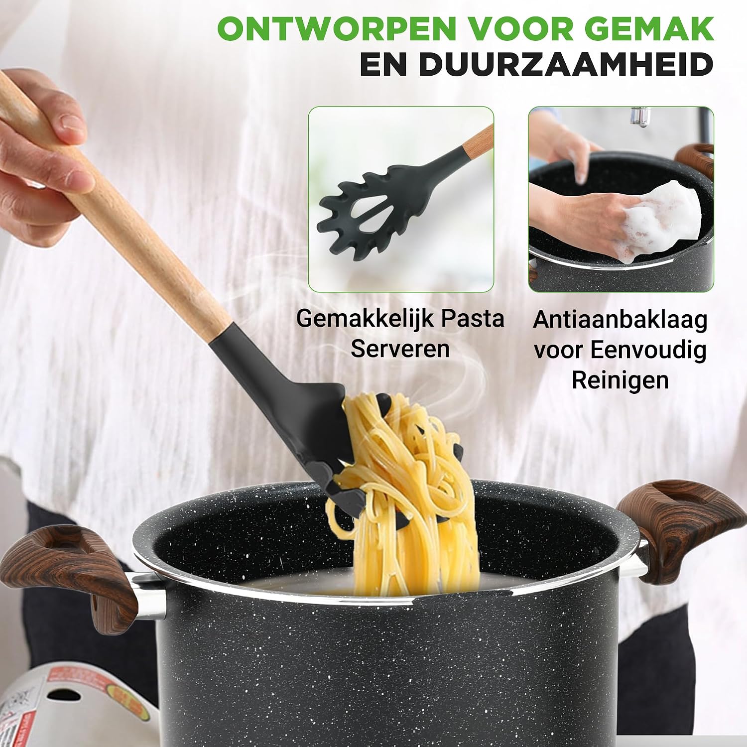 Thumbnail 2 de NutriChef NCMK2217 pastapan 5,1 liter met vergietdeksel en antiaanbaklaag