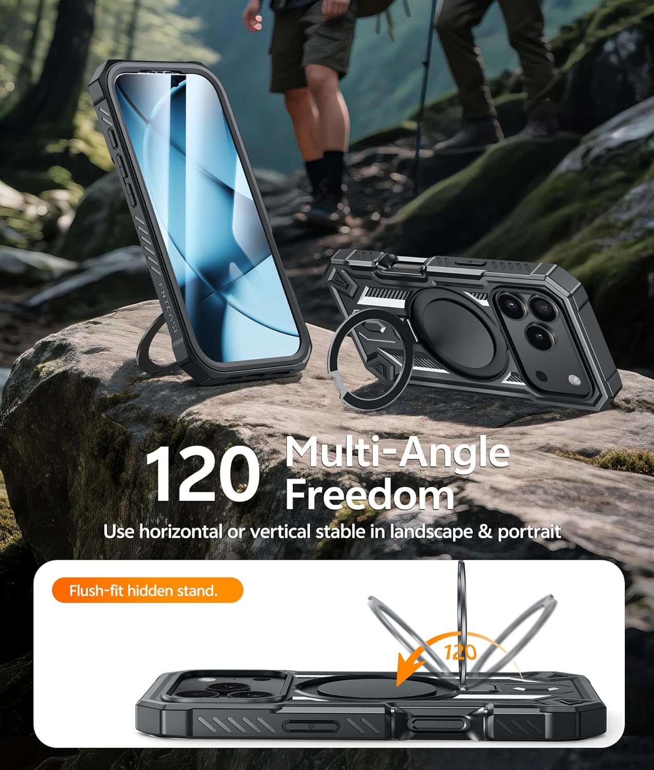 Thumbnail 4 de FNTCASE for iPhone 17 Pro Max Case with Magnetic Ring Stand, Screen Protector and Military-Grade Protection