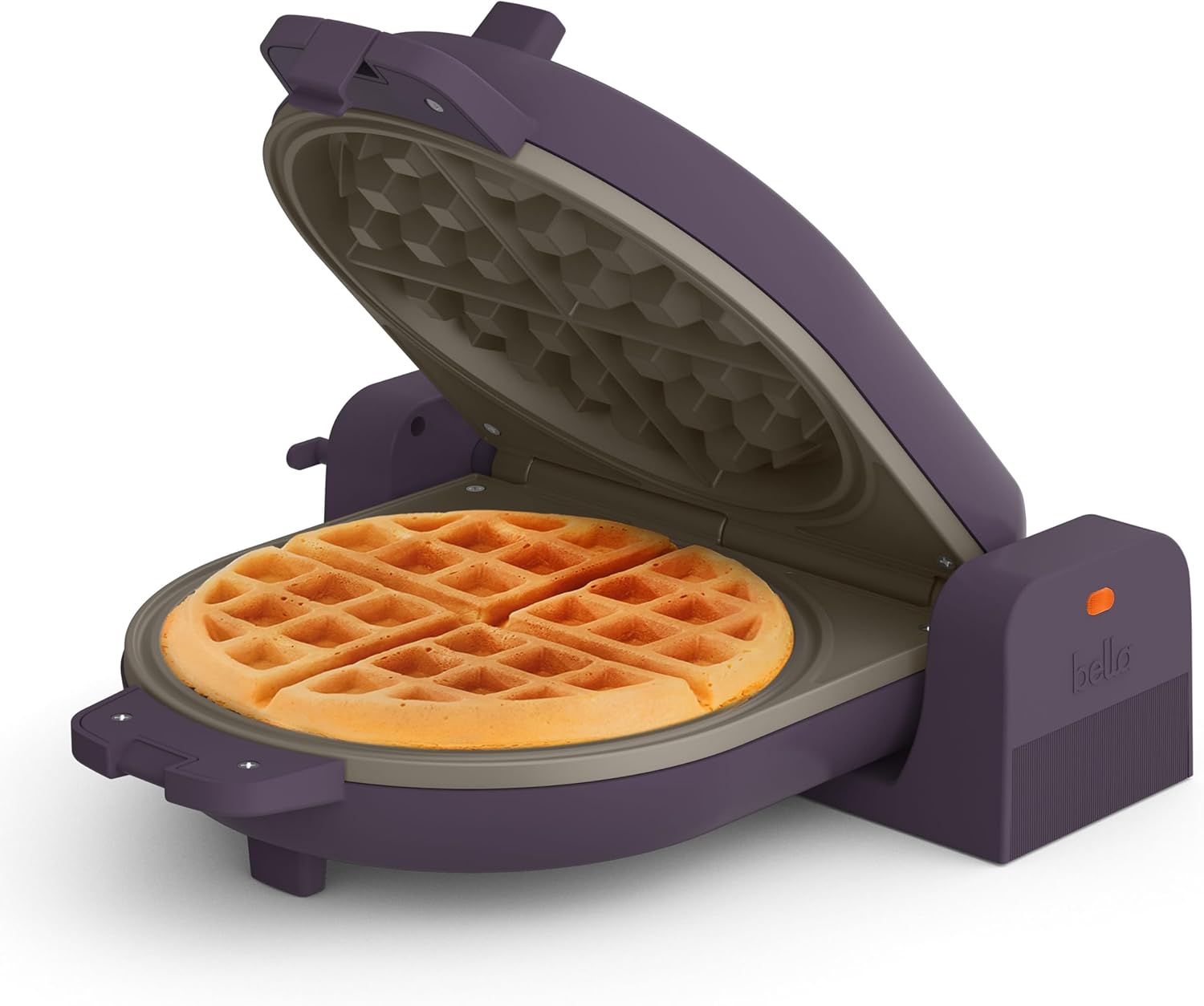 bella Flip-n-Store Waffle Maker (EverGood™ Ceramic Nonstick), 7-inch Plum