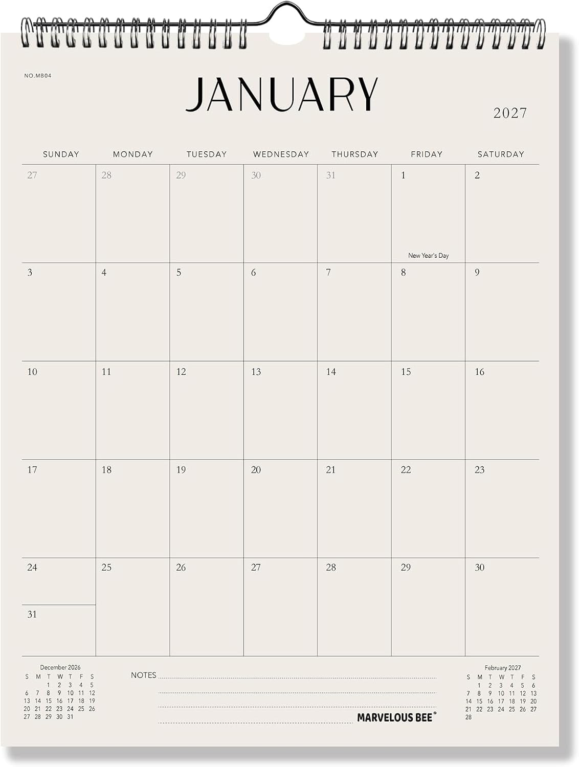 Wall Calendar 2027–2028