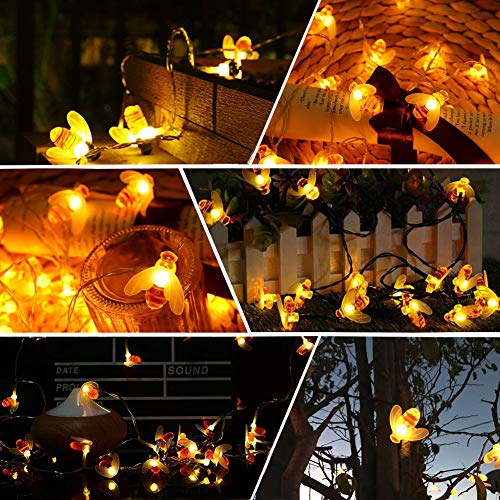 Thumbnail 6 de Augone [50 LED] Luces solares de jardín en cadena tipo “abeja de miel” (7 m, 8 modos, IP65) blanco cálido