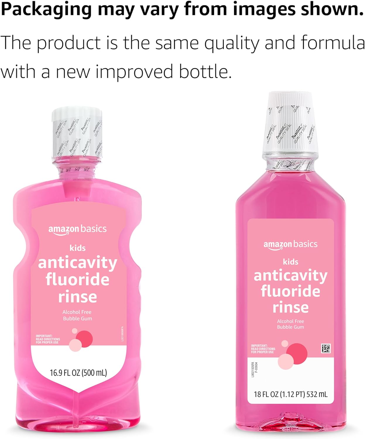 Thumbnail 3 de Amazon Basics Kids Mouthwash with Fluoride (Alcohol-Free) Bubble Gum Flavor, 18 fl oz, 4-Pack