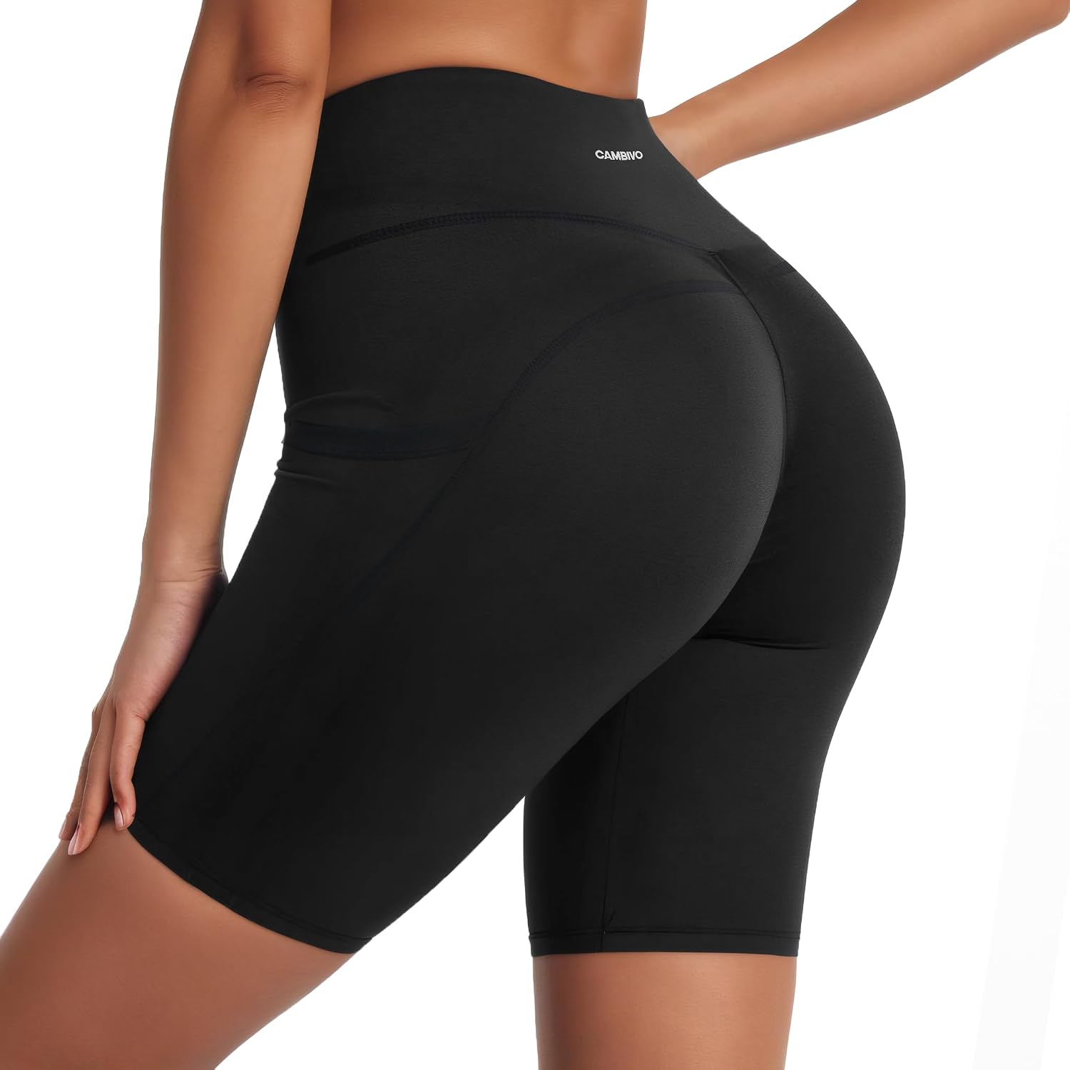 Detalle de CAMBIVO Women's Cycling Shorts with Pockets and High Waist