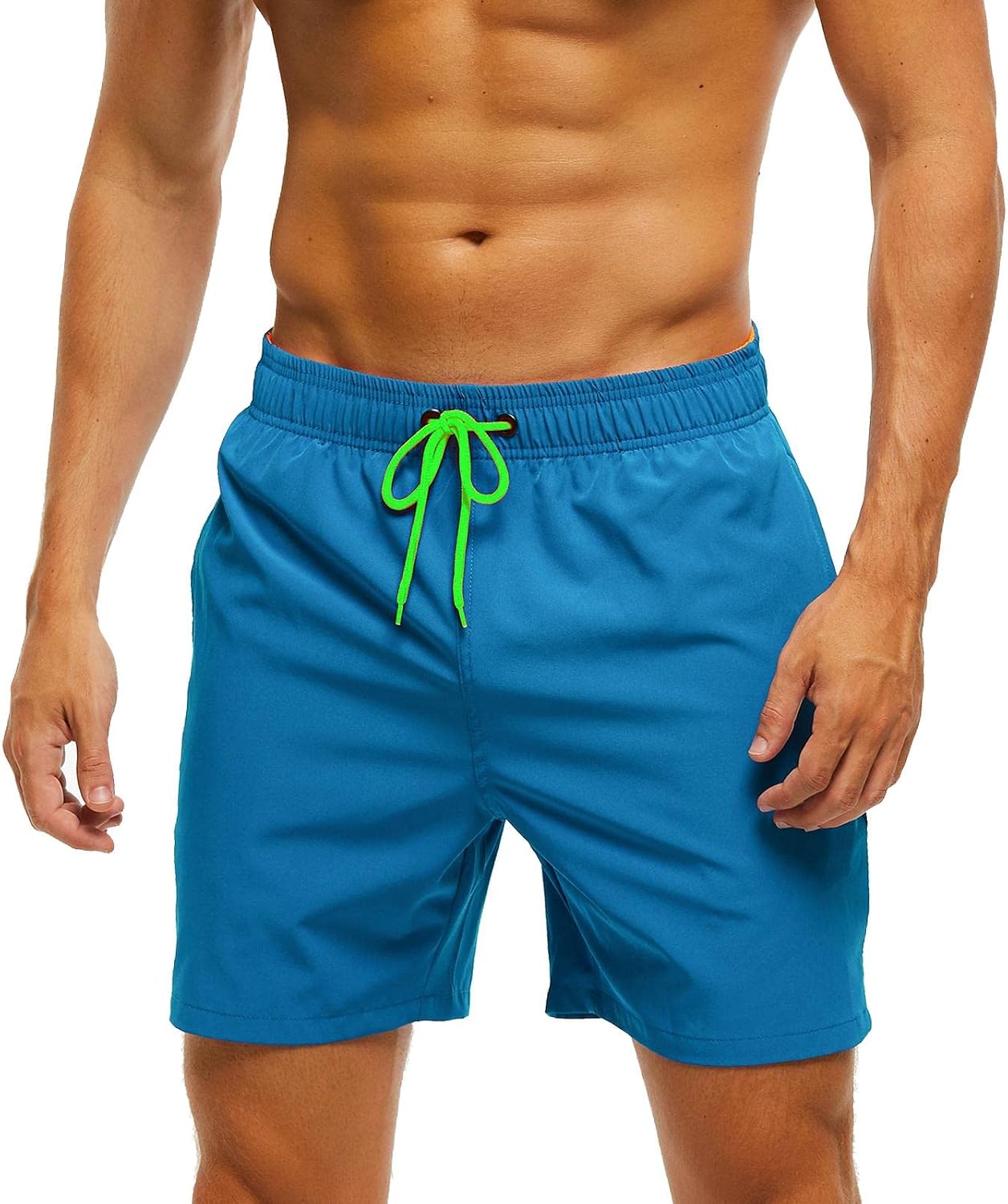 Detalle de Aisprts Bañador Hombre con Bolsillos y Cremallera – Shorts de Playa de Secado Rápido