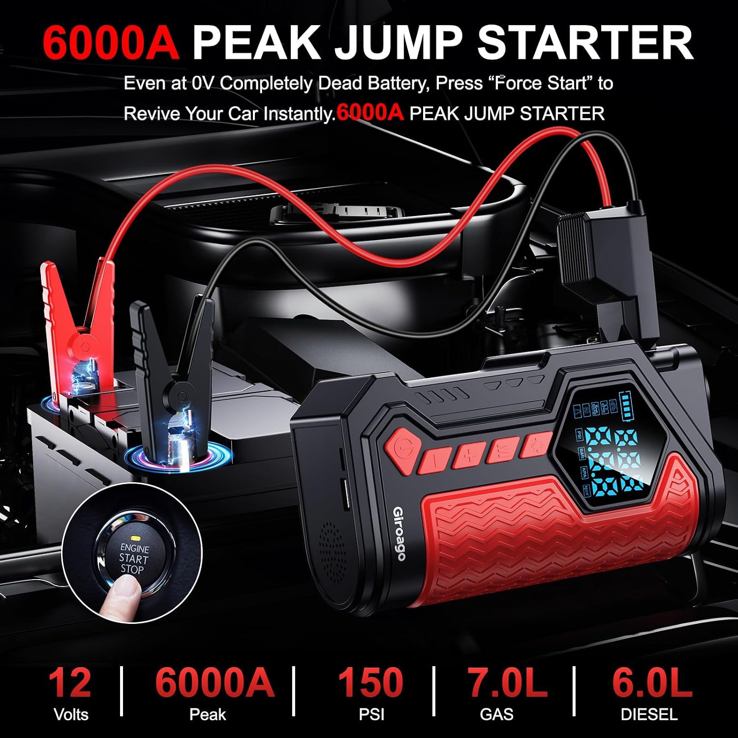 Thumbnail 1 de Giroago Jump Starter with 150 PSI Air Compressor