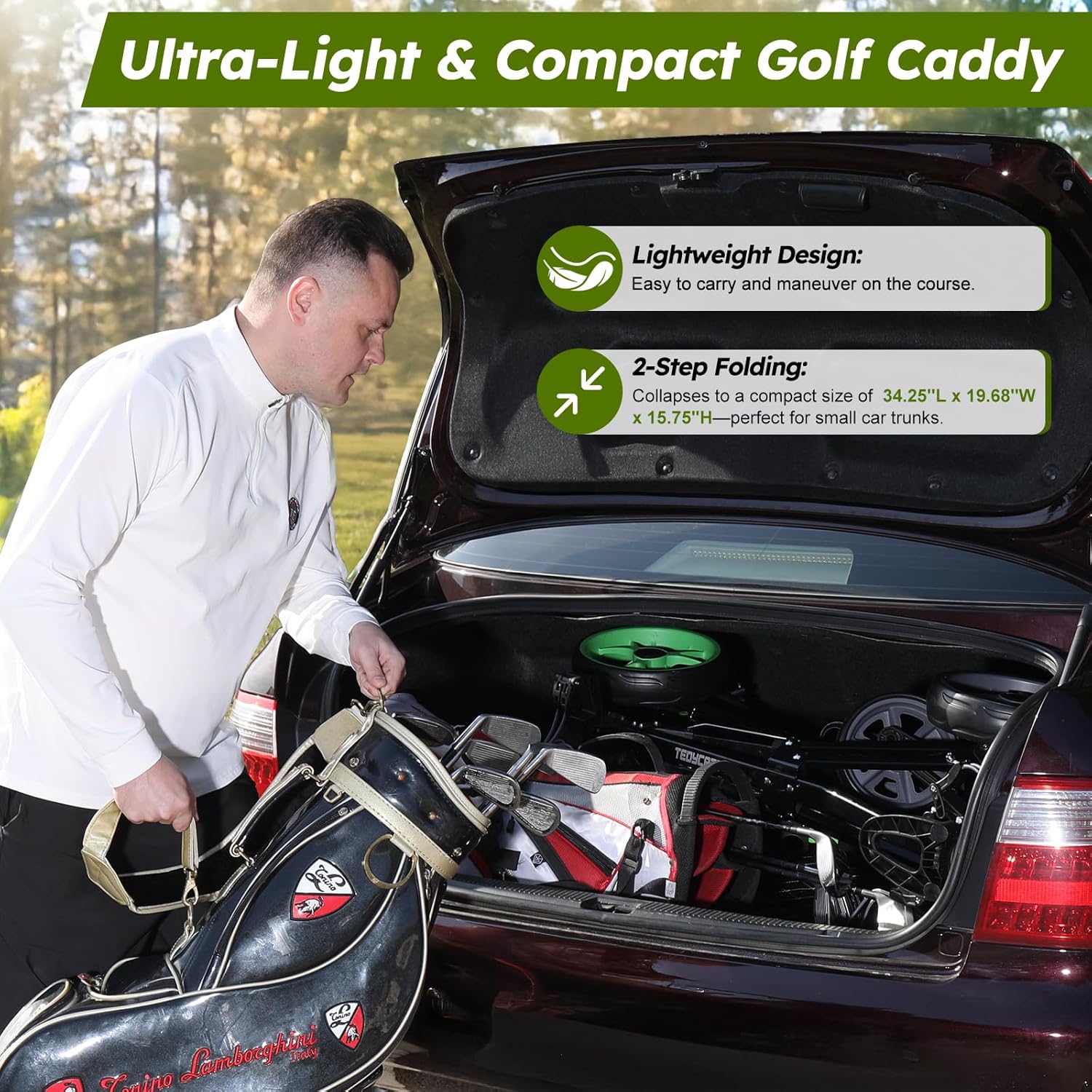 Thumbnail 2 de Tedycatt 360 Golf Pull Cart: Lightweight 3-Wheel Folding Caddy