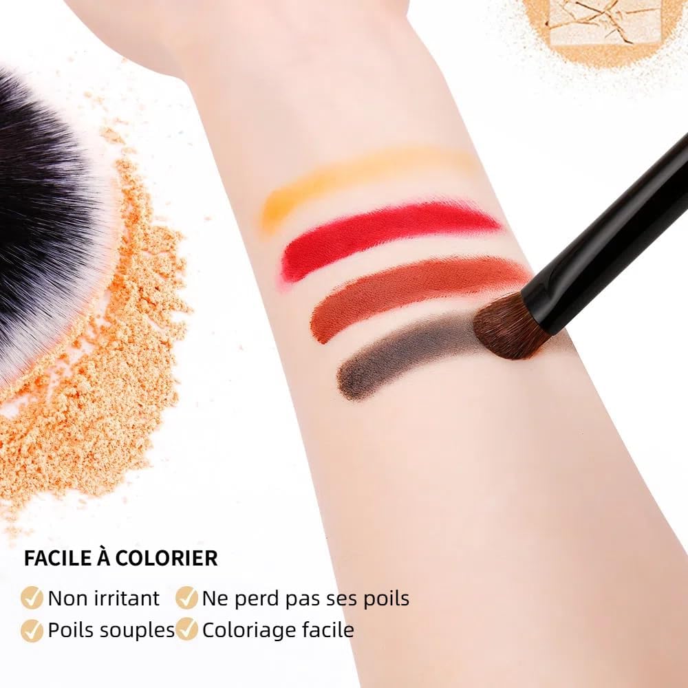 Detalle de DUcare Pinceaux Maquillage Professionnel – kit 15 pièces synthétiques et chèvre, étui inclus